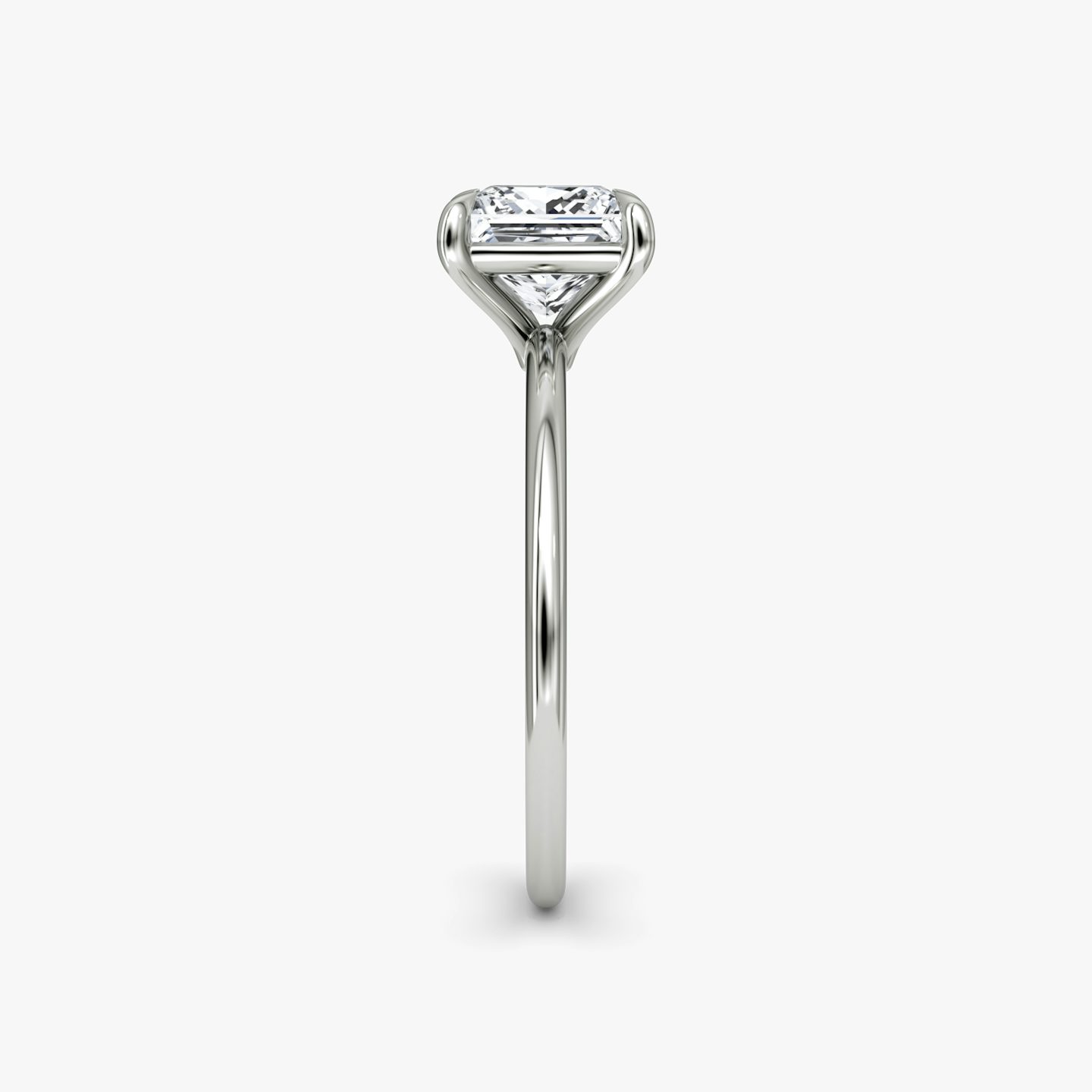 The Petite 4-Prong Solitaire | Princess | 18k | White Gold | bandAccent: Plain | diamondOrientation: vertical | caratWeight: other