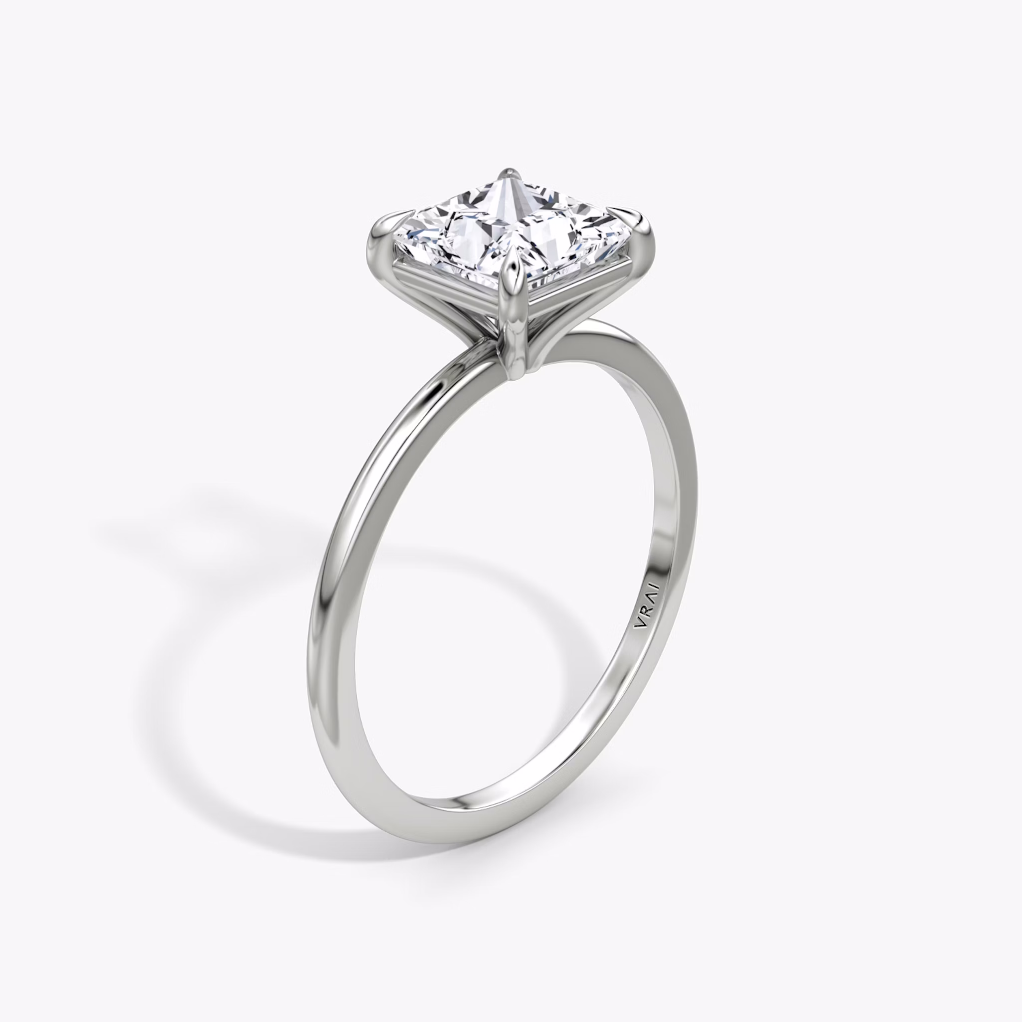 The Petite 4-Prong Solitaire | Princess | Platinum | bandAccent: Plain | diamondOrientation: vertical | caratWeight: other