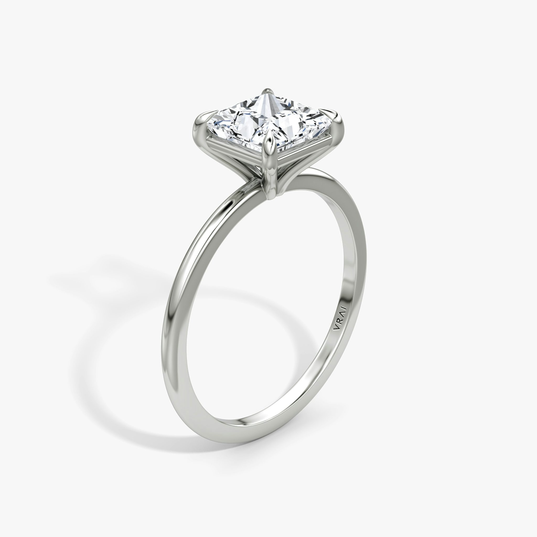 The Petite 4-Prong Solitaire | Princess | Platinum | bandAccent: Plain | diamondOrientation: vertical | caratWeight: other