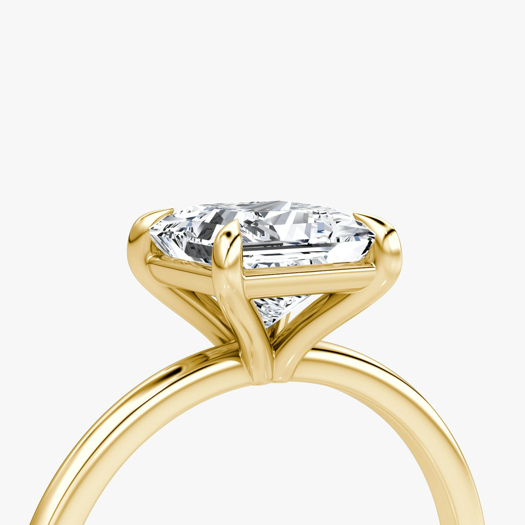 The Petite 4-Prong Solitaire | Princess | 18k | Yellow Gold | bandAccent: Plain | diamondOrientation: vertical | caratWeight: other