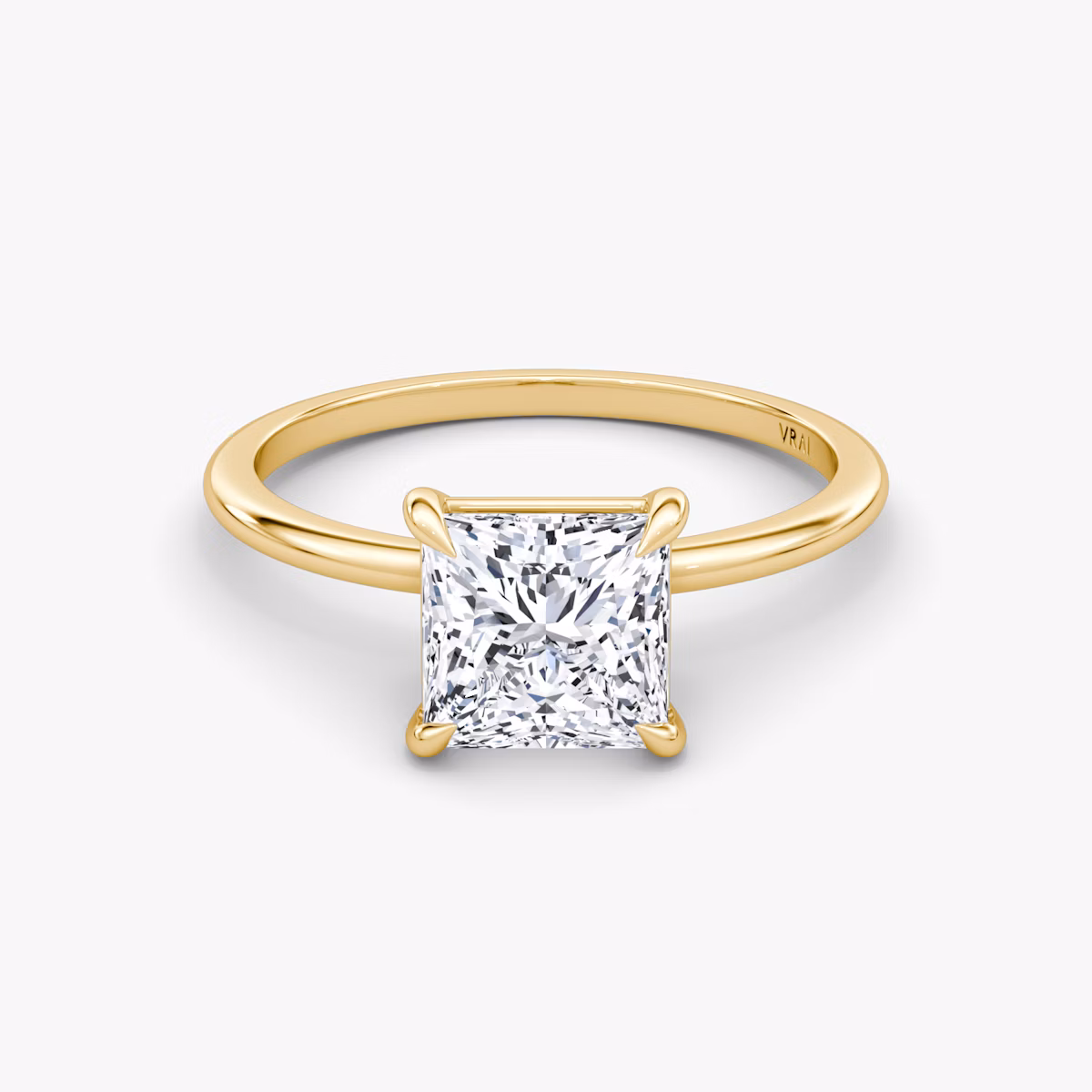 The Petite 4-Prong Solitaire | Princess | 18k | Yellow Gold | bandAccent: Plain | diamondOrientation: vertical | caratWeight: other