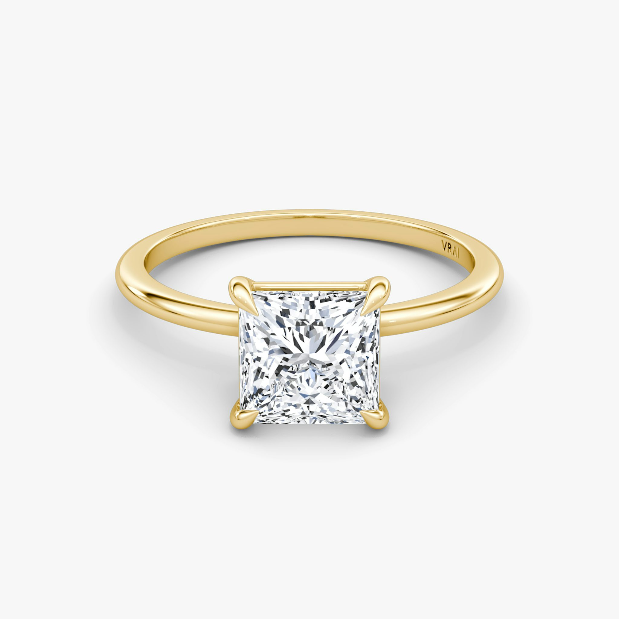 The Petite 4-Prong Solitaire | Princess | 18k | Yellow Gold | bandAccent: Plain | diamondOrientation: vertical | caratWeight: other