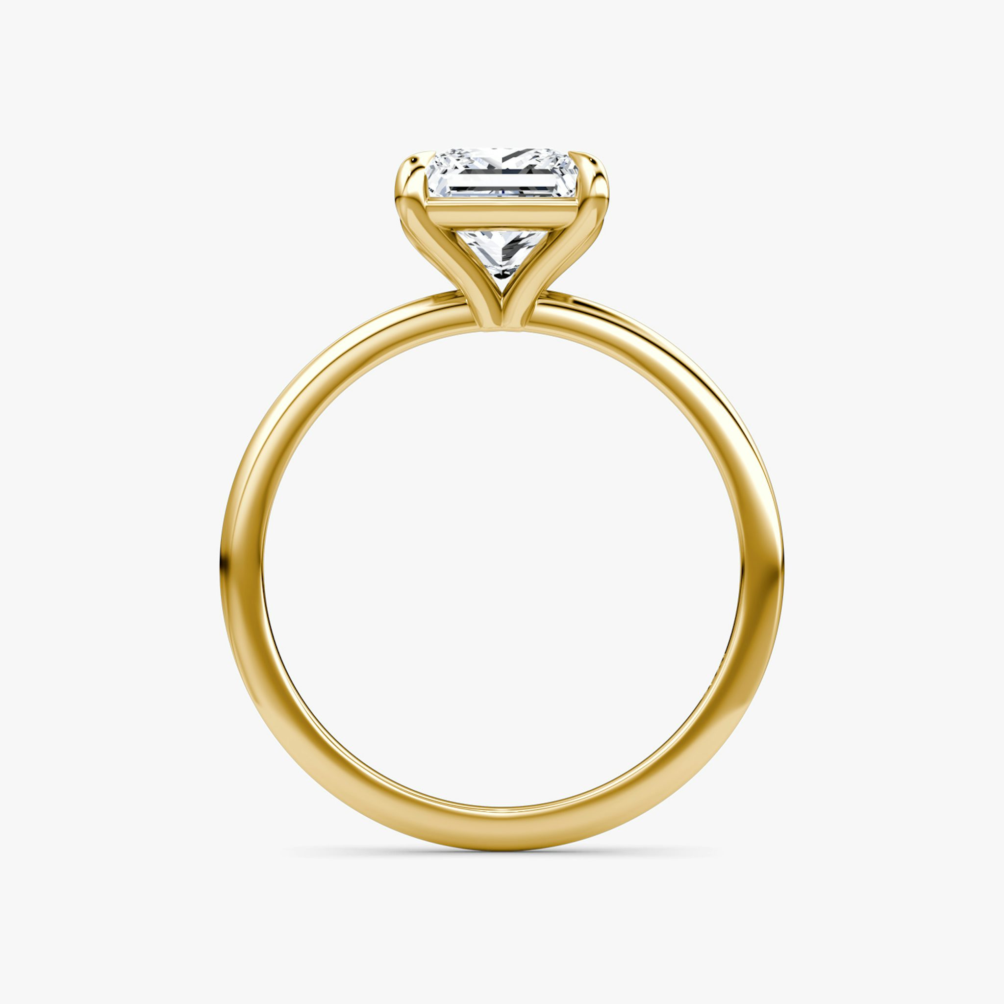The Petite 4-Prong Solitaire | Princess | 18k | Yellow Gold | bandAccent: Plain | diamondOrientation: vertical | caratWeight: other