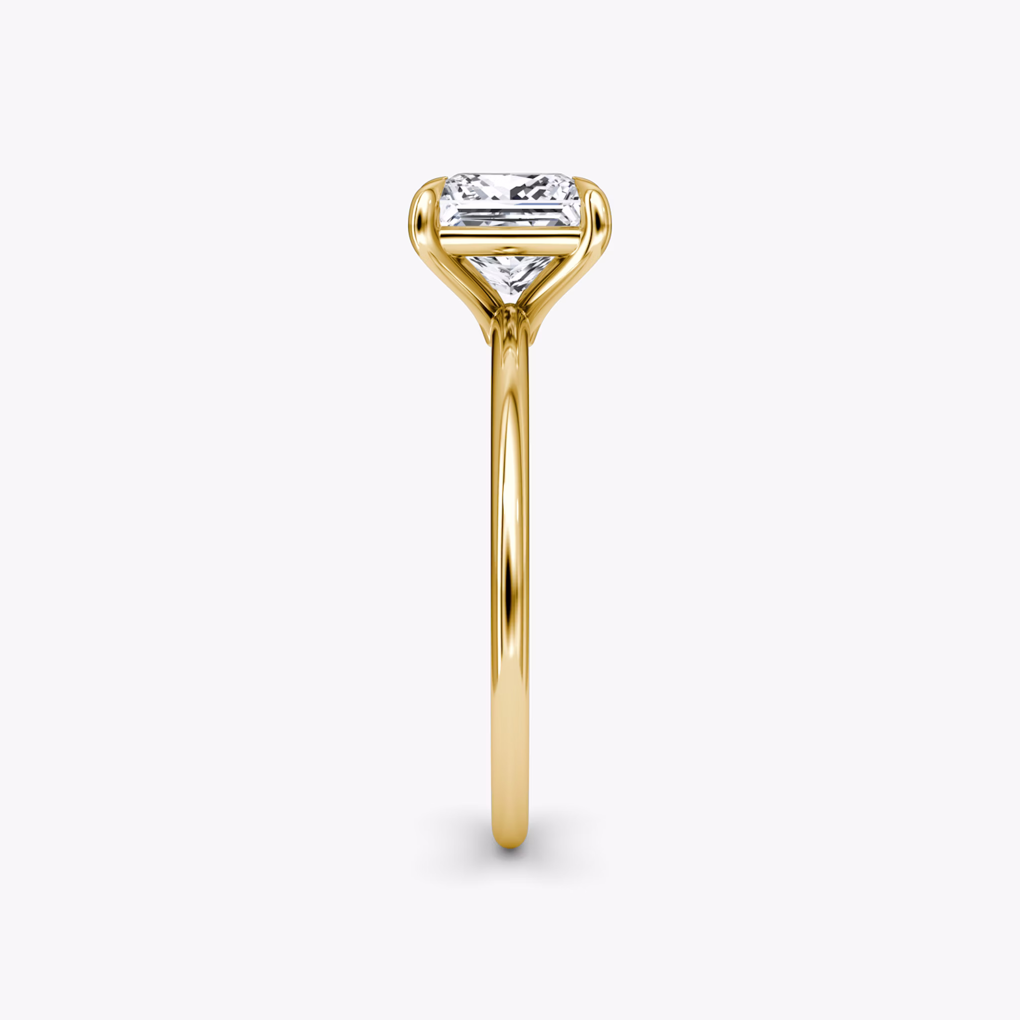 The Petite 4-Prong Solitaire | Princess | 18k | Yellow Gold | bandAccent: Plain | diamondOrientation: vertical | caratWeight: other