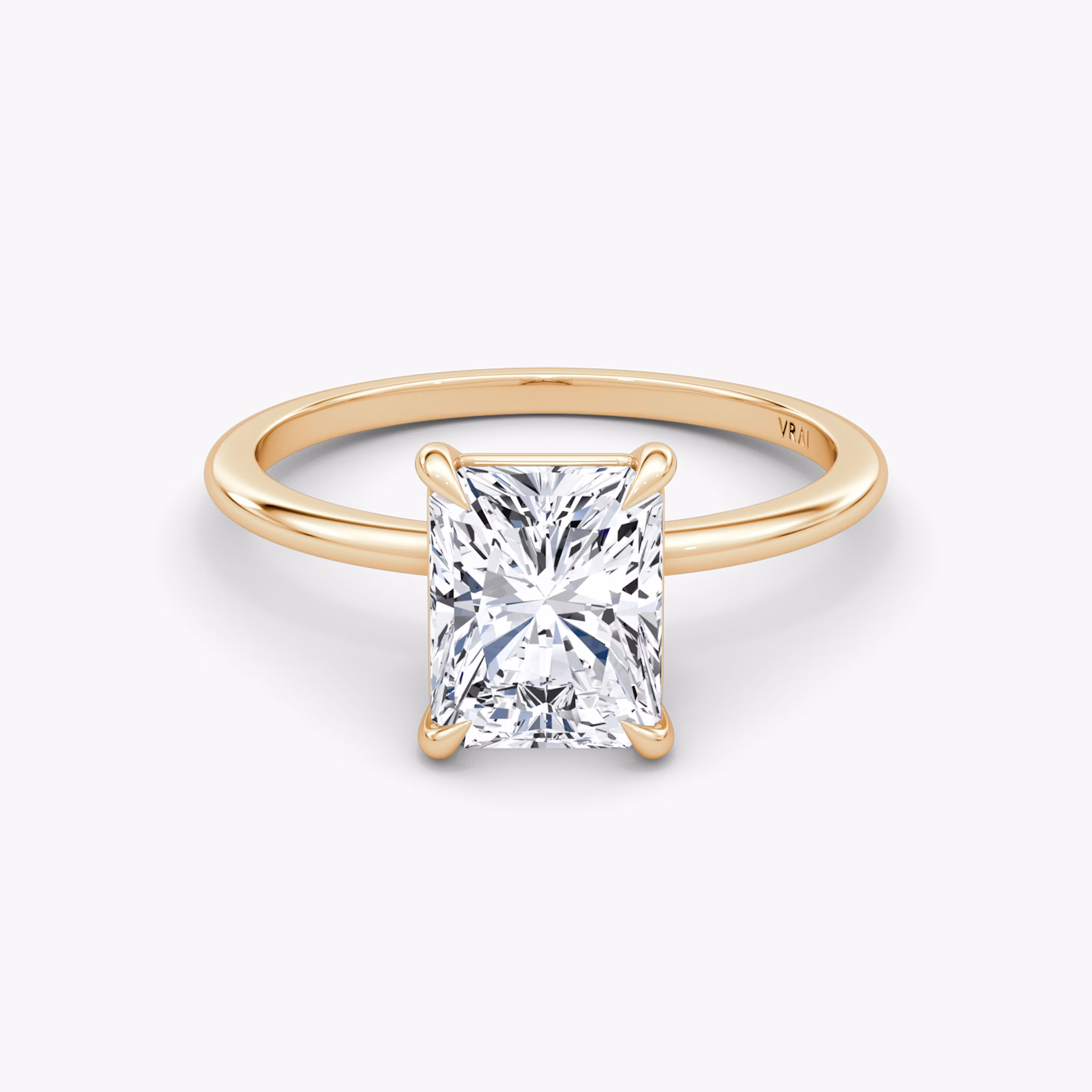 The Petite 4-Prong Solitaire | Radiant | 14k | Rose Gold | bandAccent: Plain | diamondOrientation: vertical | caratWeight: other