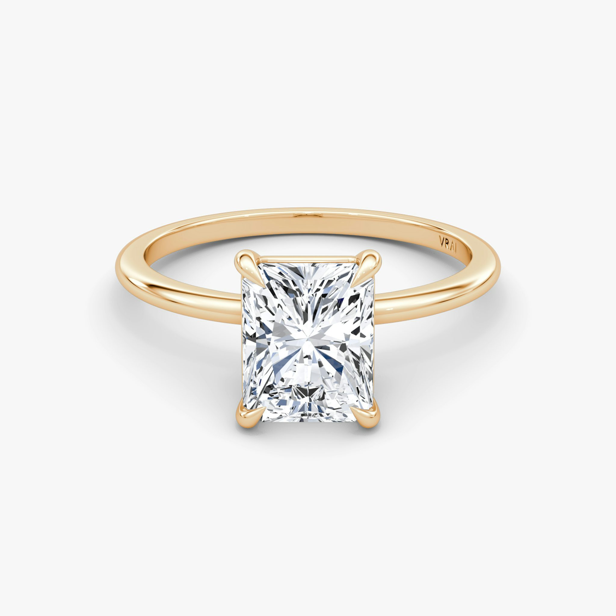 The Petite 4-Prong Solitaire | Radiant | 14k | Rose Gold | bandAccent: Plain | diamondOrientation: vertical | caratWeight: other