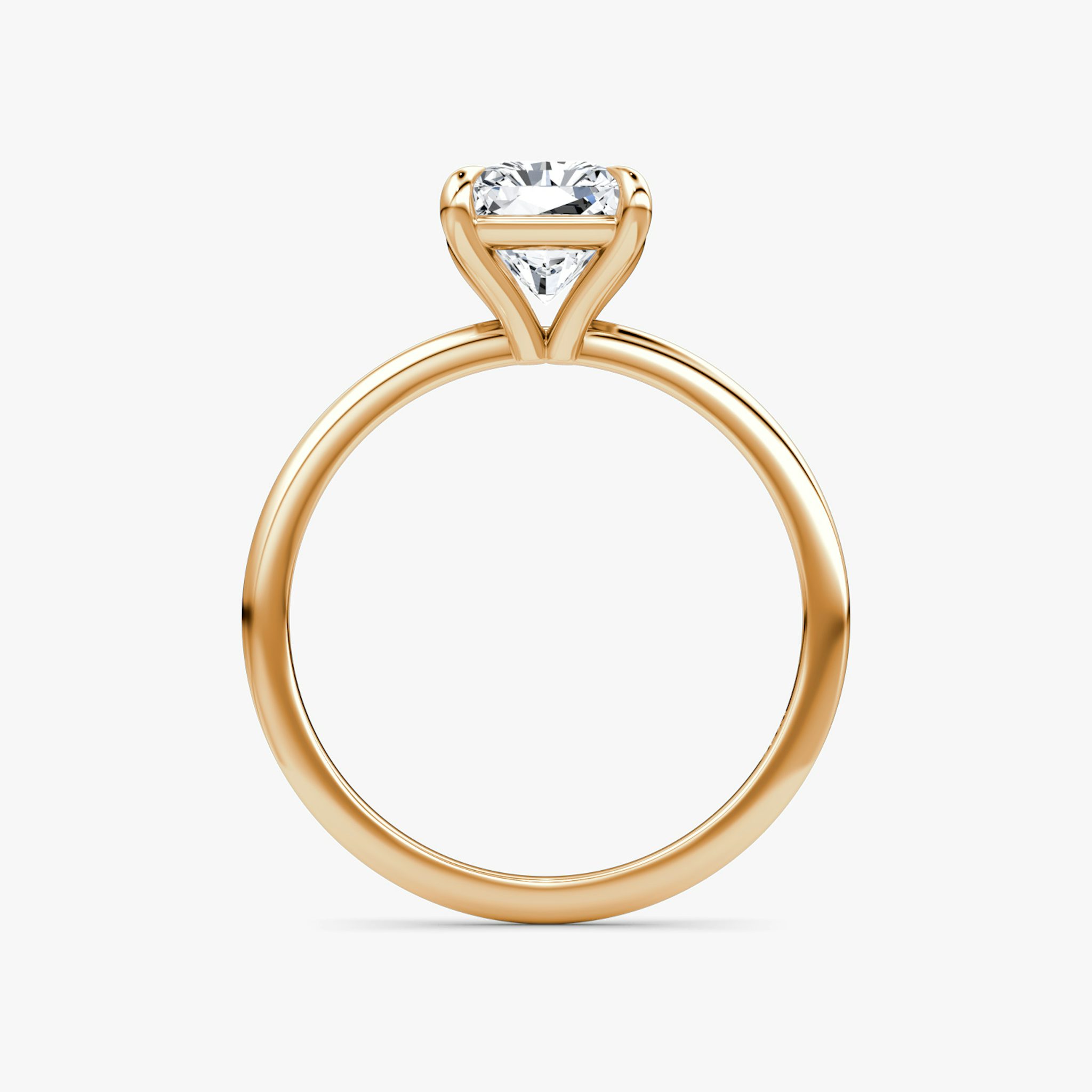 The Petite 4-Prong Solitaire | Radiant | 14k | Rose Gold | bandAccent: Plain | diamondOrientation: vertical | caratWeight: other