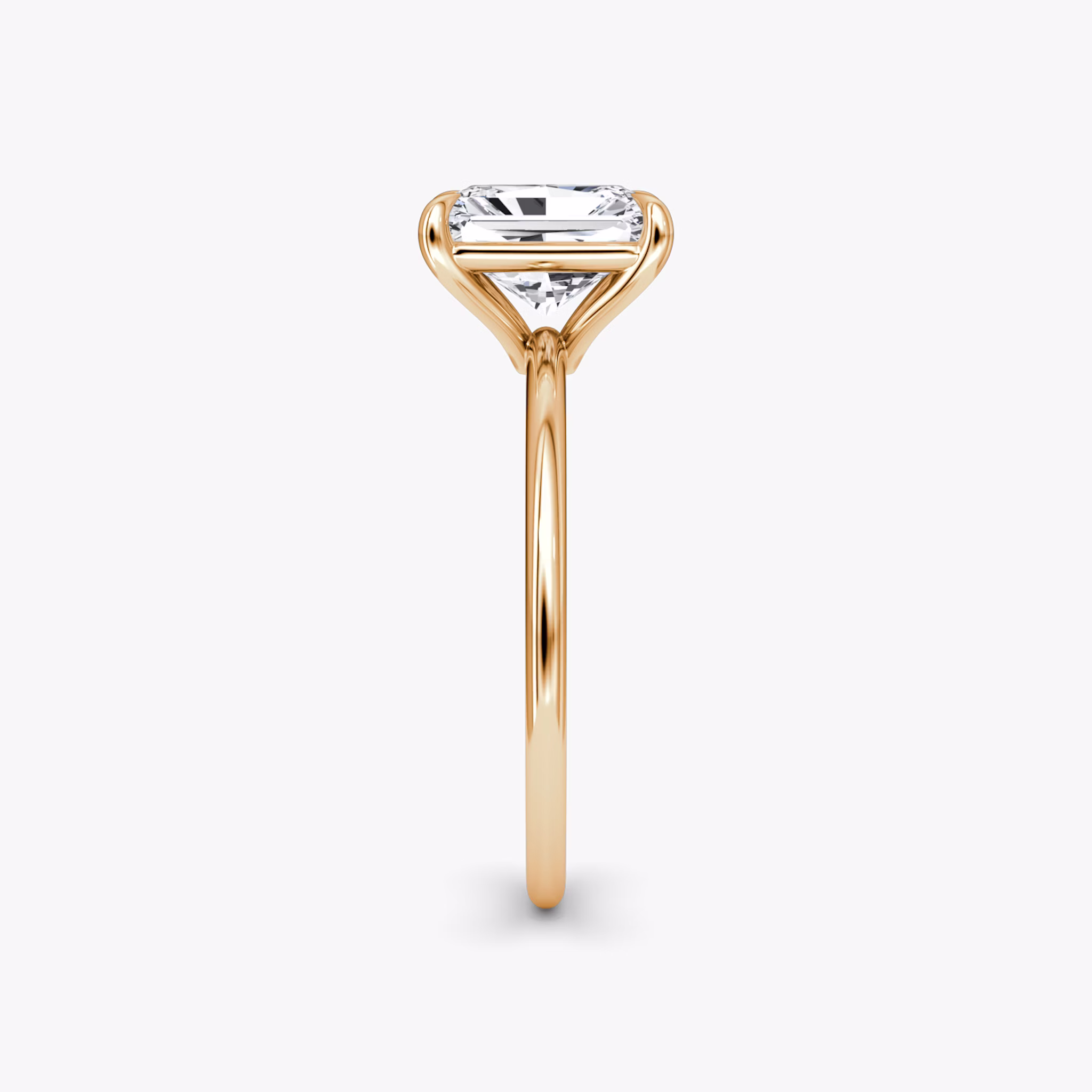 The Petite 4-Prong Solitaire | Radiant | 14k | Rose Gold | bandAccent: Plain | diamondOrientation: vertical | caratWeight: other