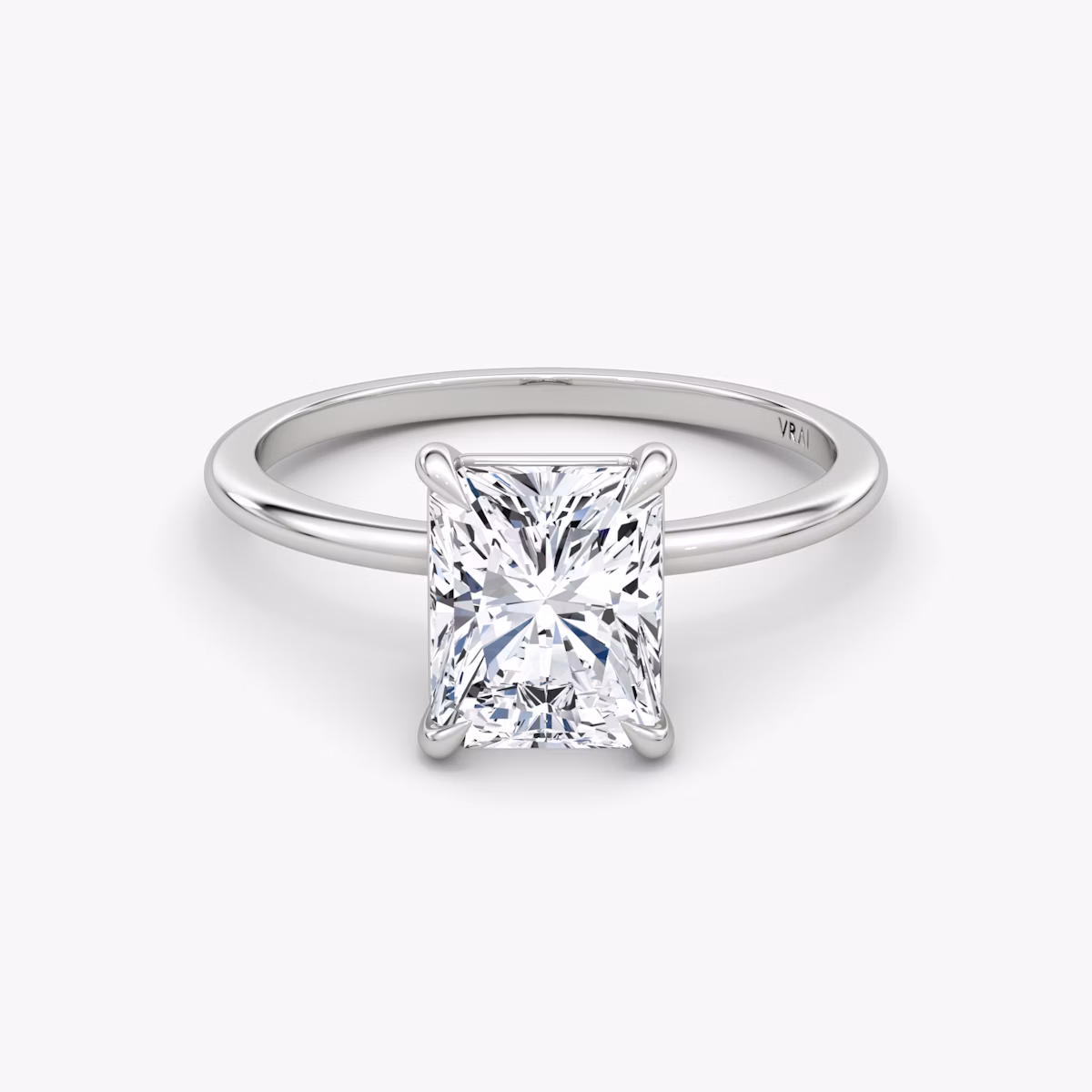 The Petite 4-Prong Solitaire | Radiant | 18k | White Gold | bandAccent: Plain | diamondOrientation: vertical | caratWeight: other