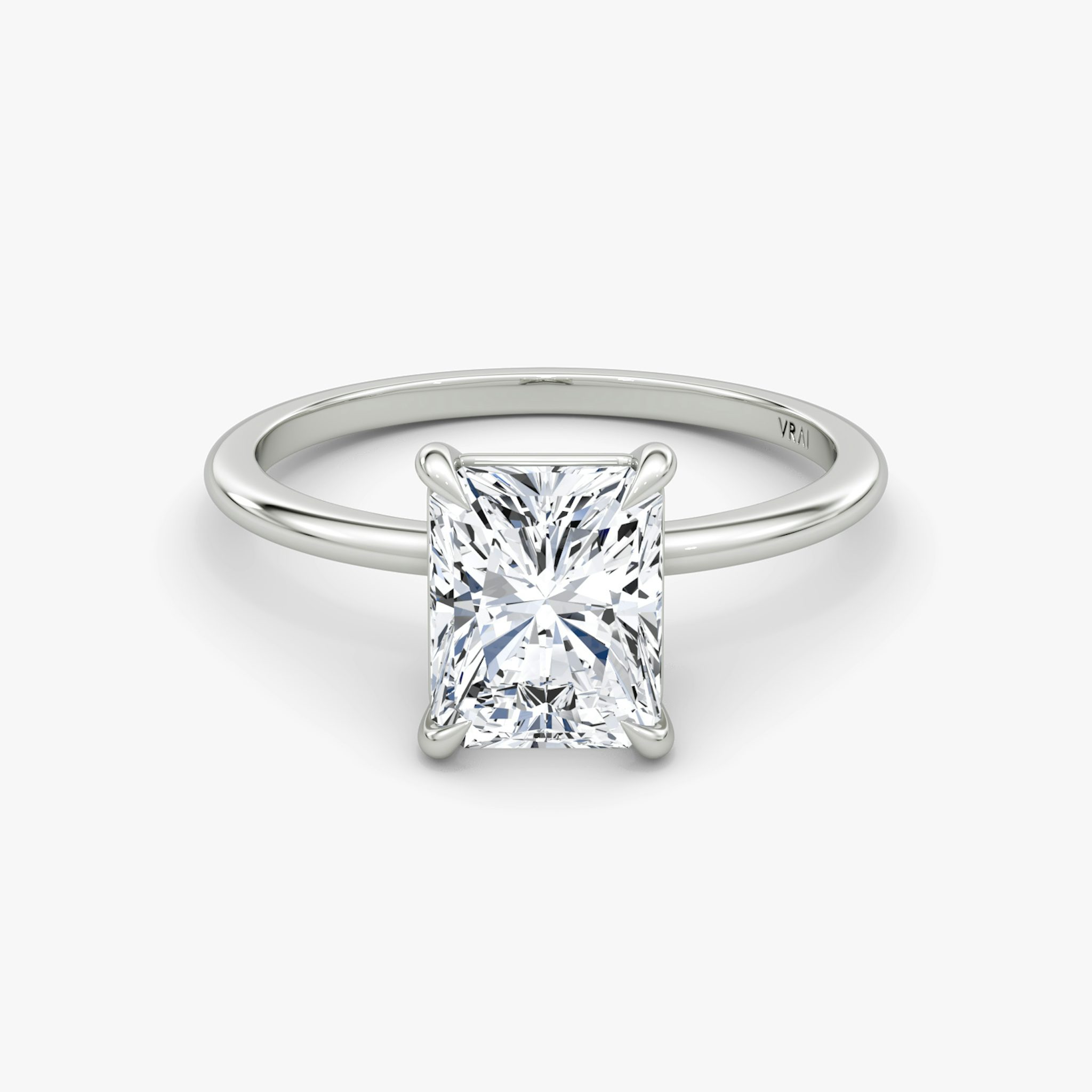 The Petite 4-Prong Solitaire | Radiant | Platinum | bandAccent: Plain | diamondOrientation: vertical | caratWeight: other