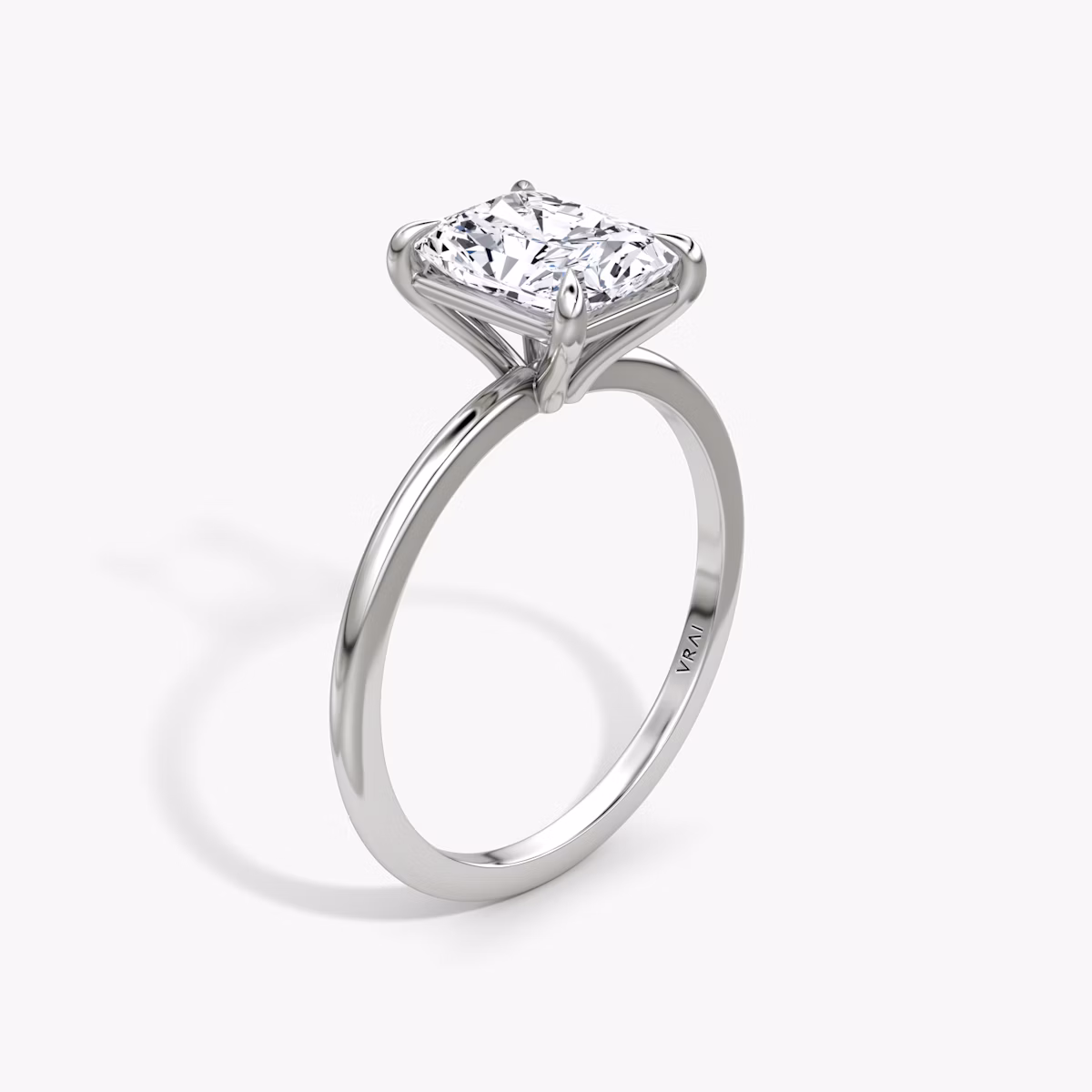 The Petite 4-Prong Solitaire | Radiant | 18k | White Gold | bandAccent: Plain | diamondOrientation: vertical | caratWeight: other