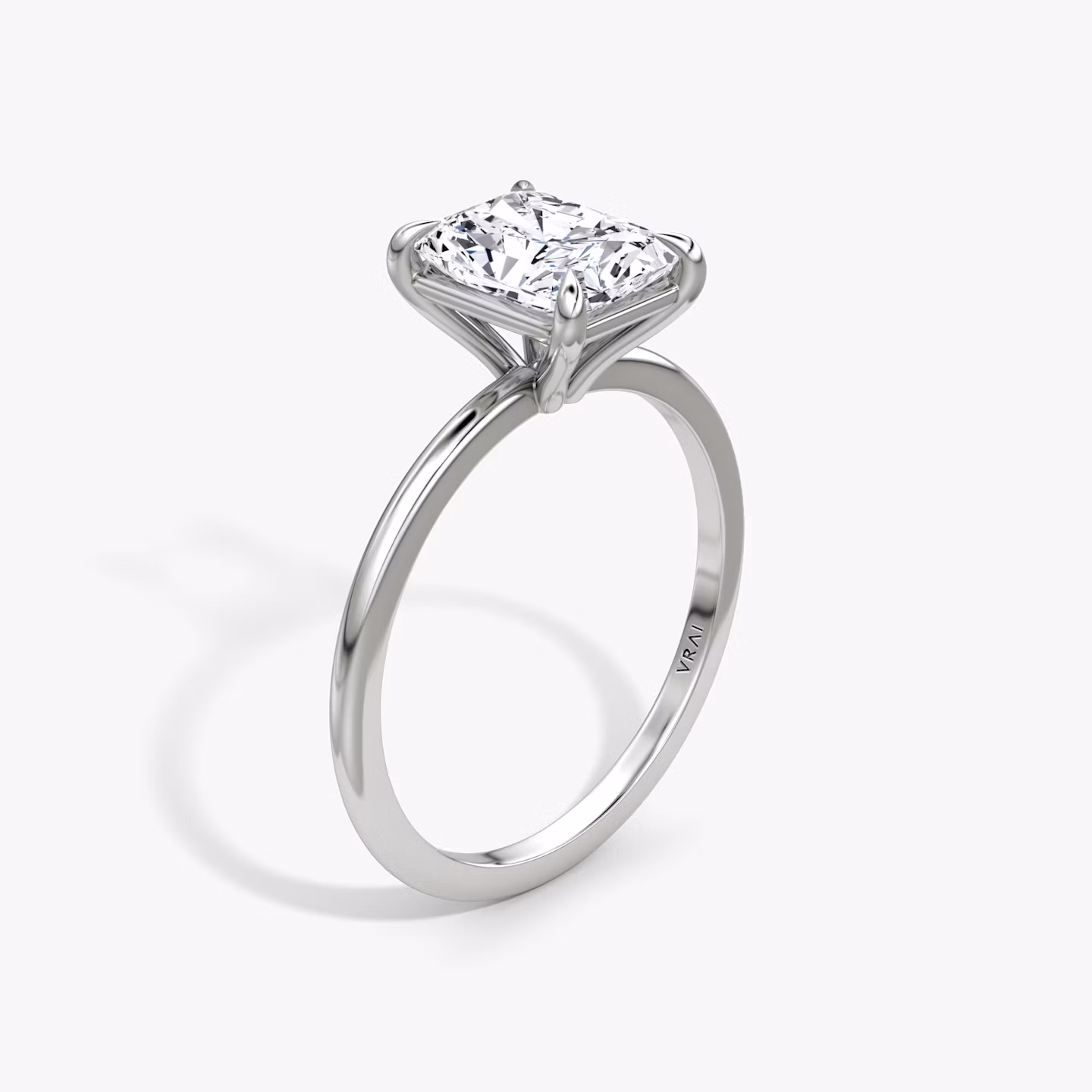 The Petite 4-Prong Solitaire | Radiant | Platinum | bandAccent: Plain | diamondOrientation: vertical | caratWeight: other