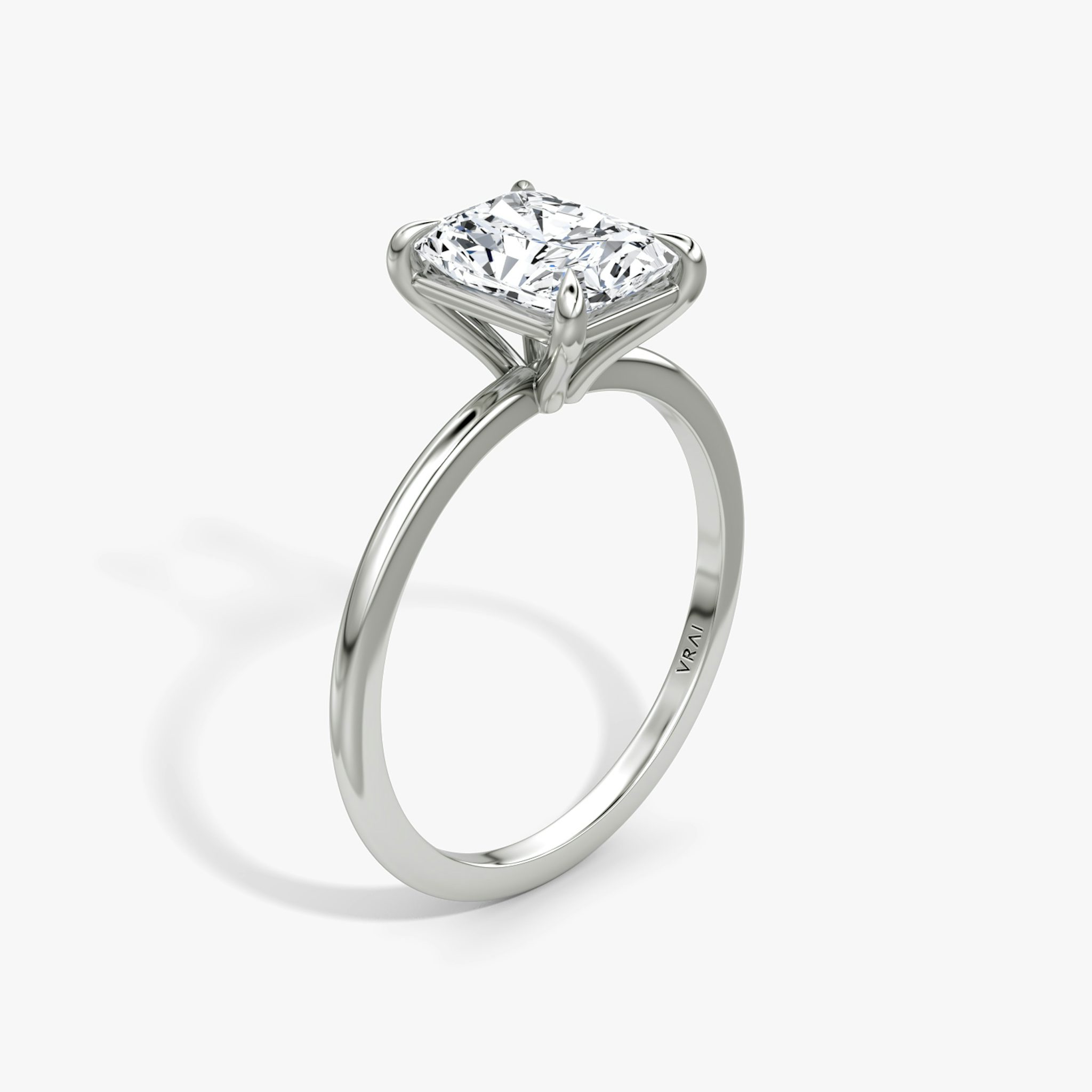 The Petite 4-Prong Solitaire | Radiant | Platinum | bandAccent: Plain | diamondOrientation: vertical | caratWeight: other