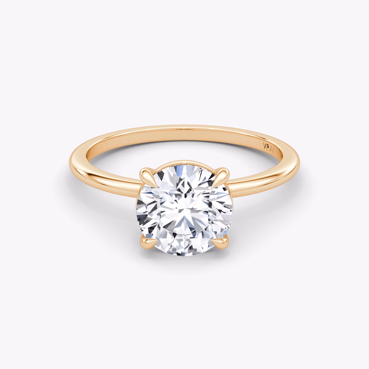 The Petite 4-Prong Solitaire | Round Brilliant | 14k | Rose Gold | bandAccent: Plain | caratWeight: other | diamondOrientation: vertical