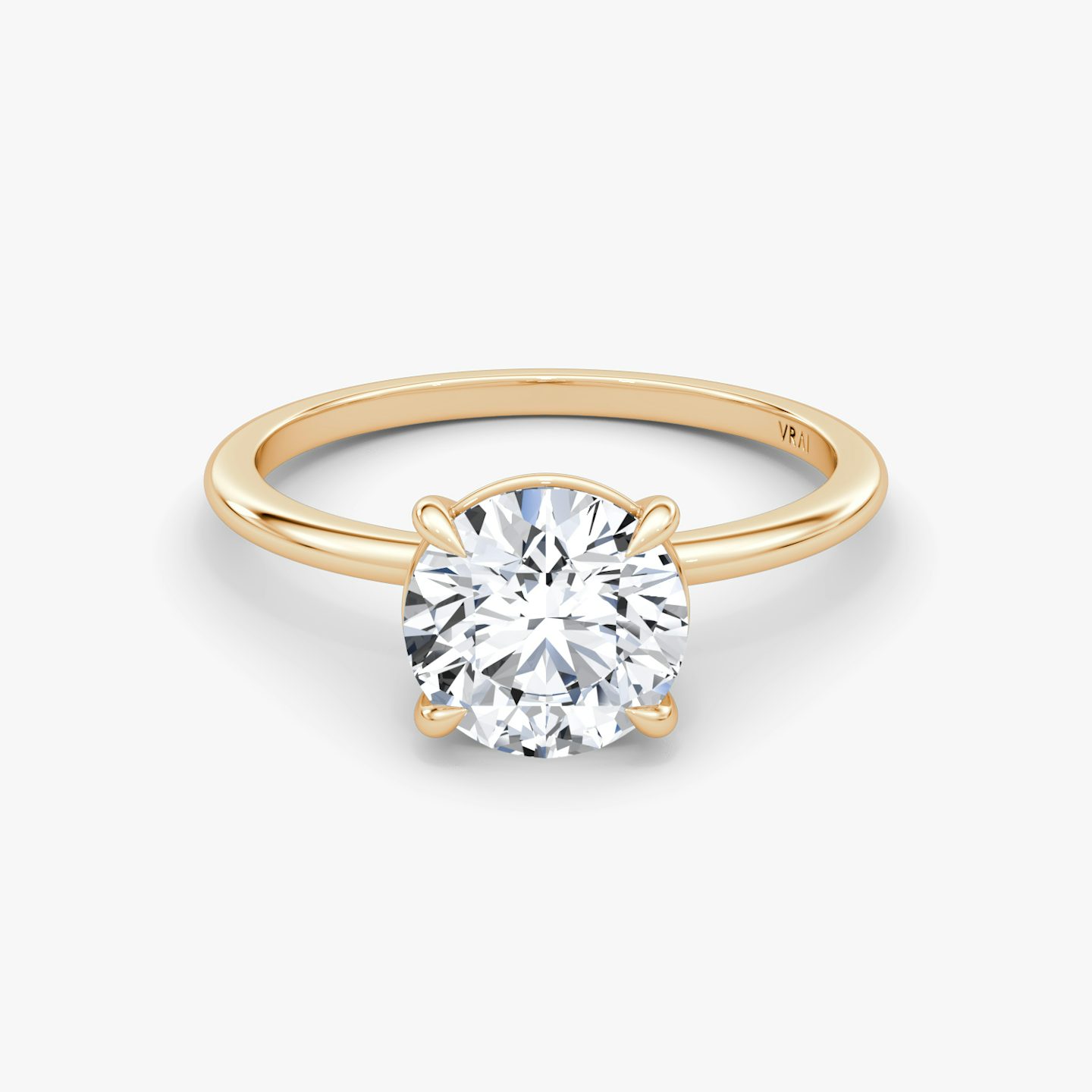 The Petite 4-Prong Solitaire | Round Brilliant | 14k | Rose Gold | bandAccent: Plain | caratWeight: 2.0ct | diamondOrientation: vertical