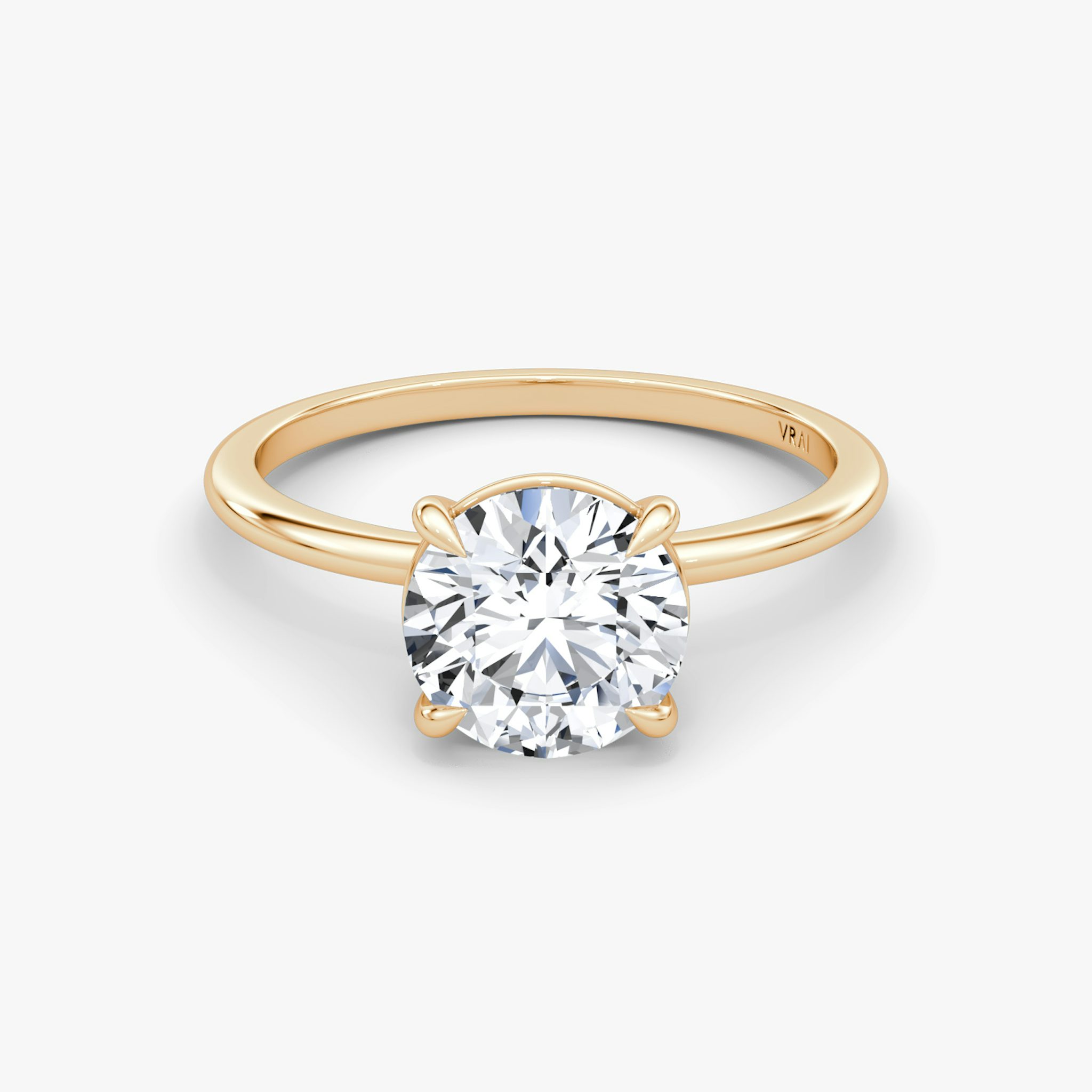 The Petite 4-Prong Solitaire | Round Brilliant | 14k | Rose Gold | bandAccent: Plain | caratWeight: other | diamondOrientation: vertical