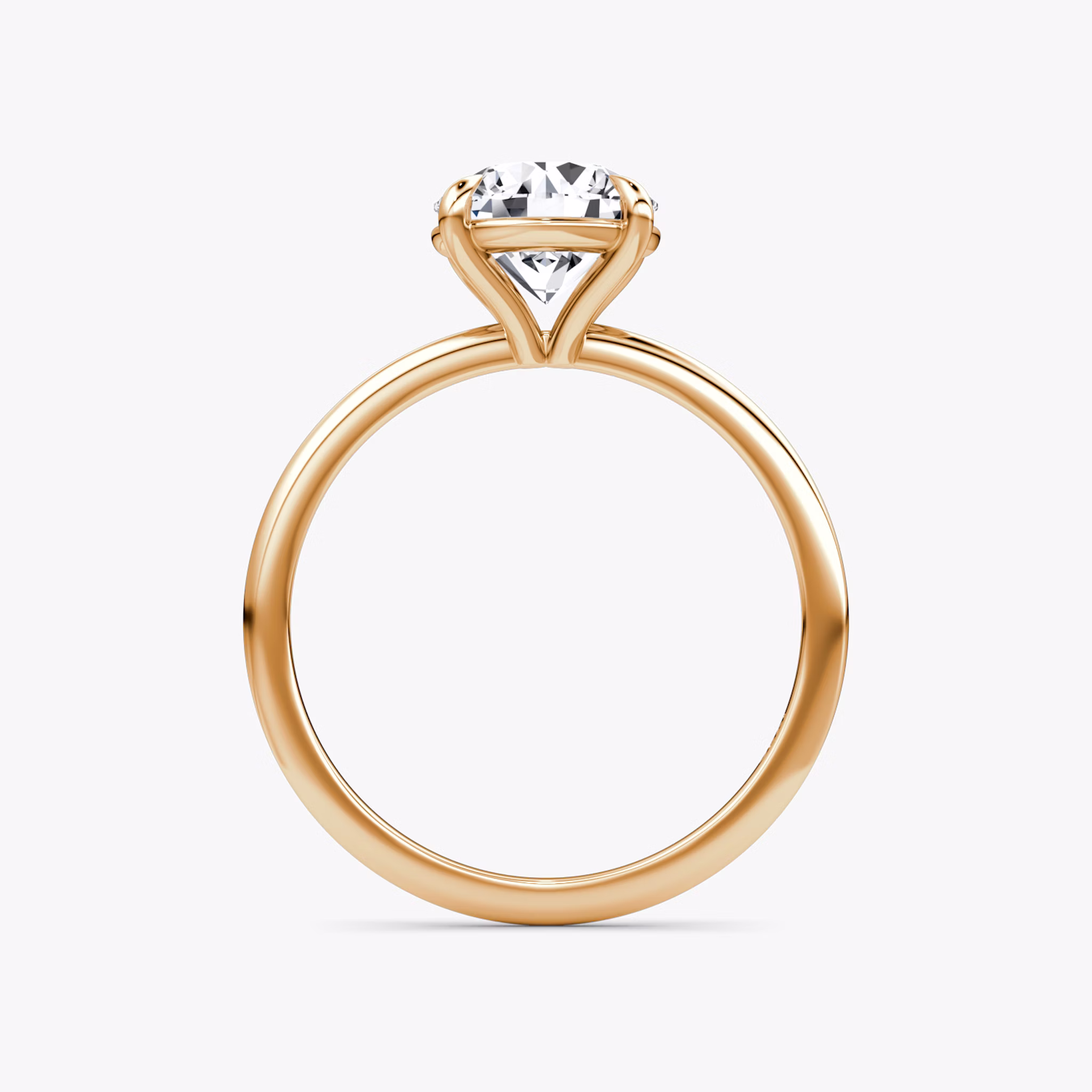 The Petite 4-Prong Solitaire | Round Brilliant | 14k | Rose Gold | bandAccent: Plain | caratWeight: other | diamondOrientation: vertical