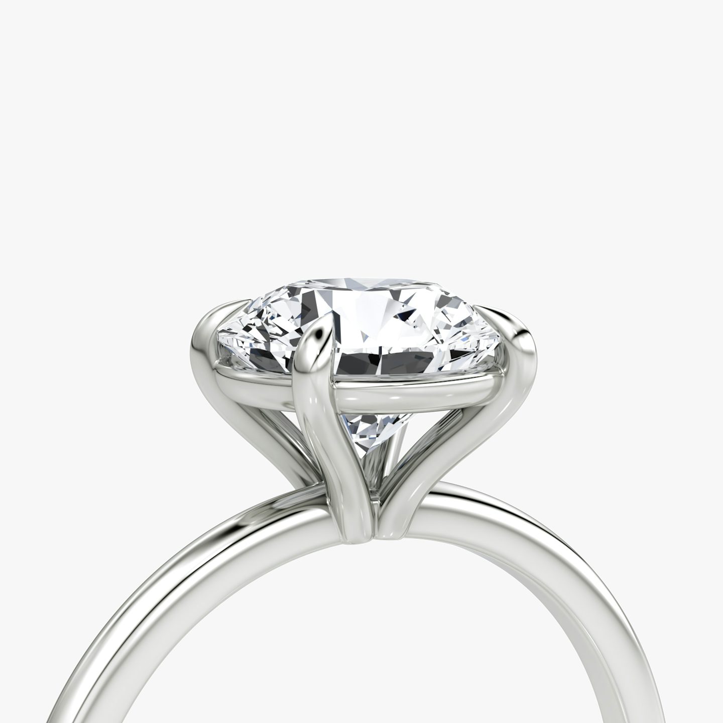 The Petite 4-Prong Solitaire | Round Brilliant | Platinum | bandAccent: Plain | caratWeight: 1.0ct | diamondOrientation: vertical
