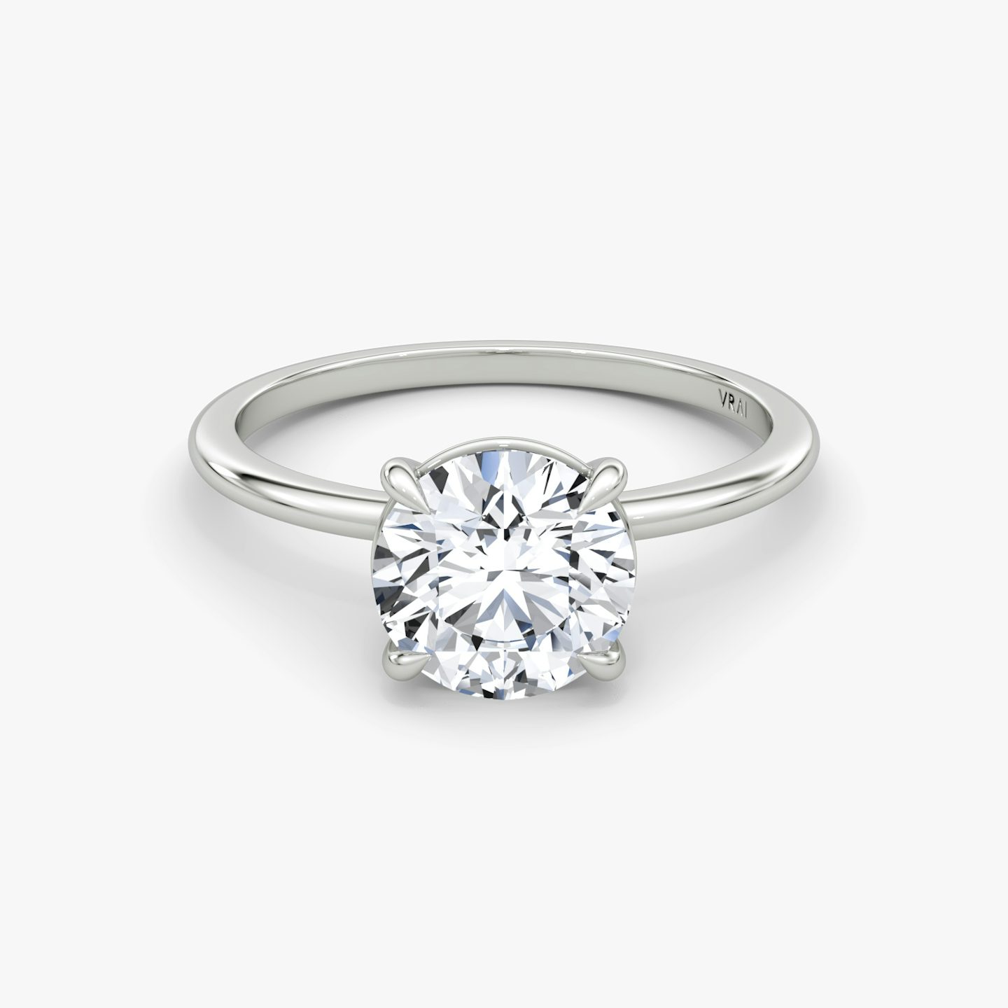 The Petite 4-Prong Solitaire | Round Brilliant | Platinum | bandAccent: Plain | caratWeight: 1.0ct | diamondOrientation: vertical