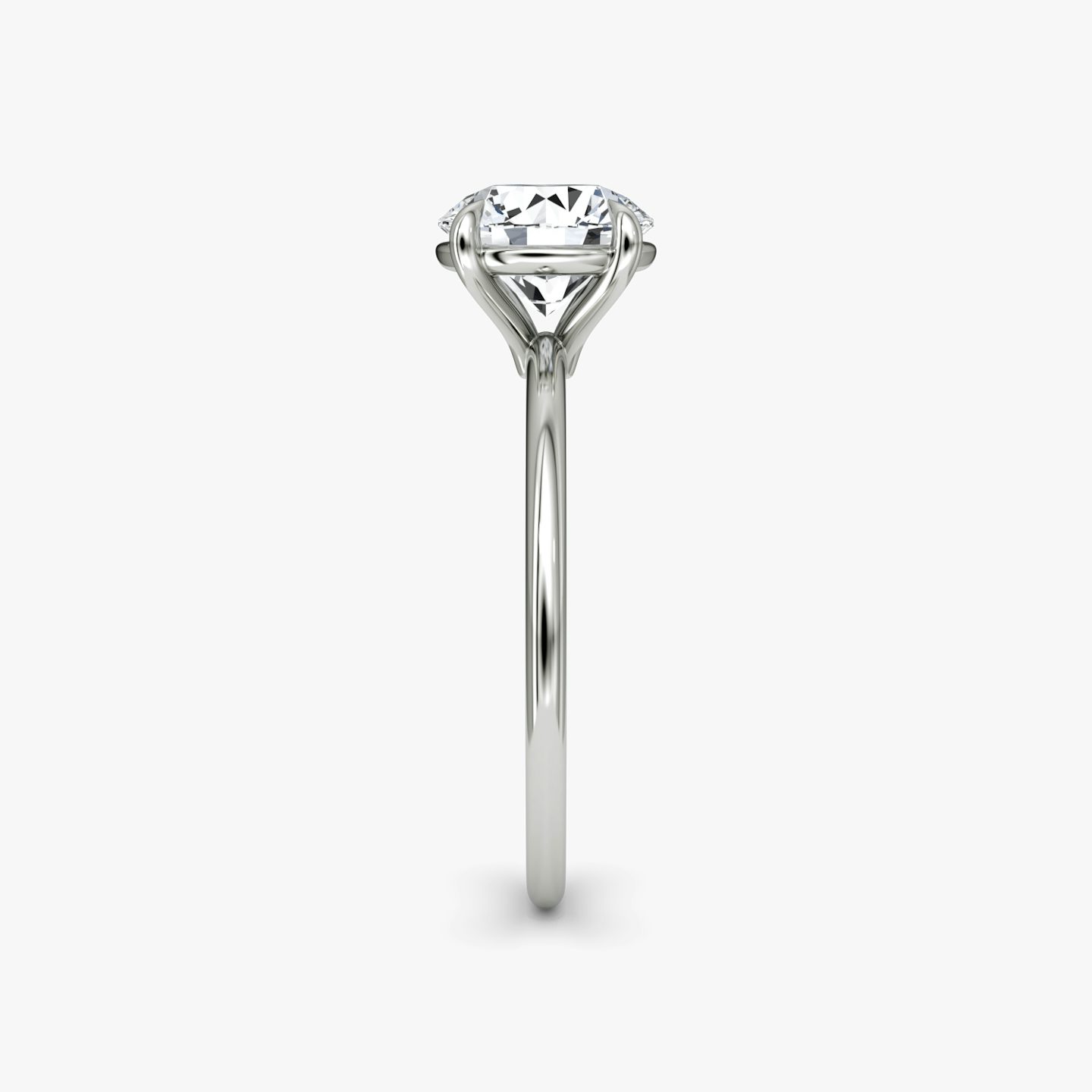 The Petite 4-Prong Solitaire | Round Brilliant | Platinum | bandAccent: Plain | caratWeight: 1.0ct | diamondOrientation: vertical