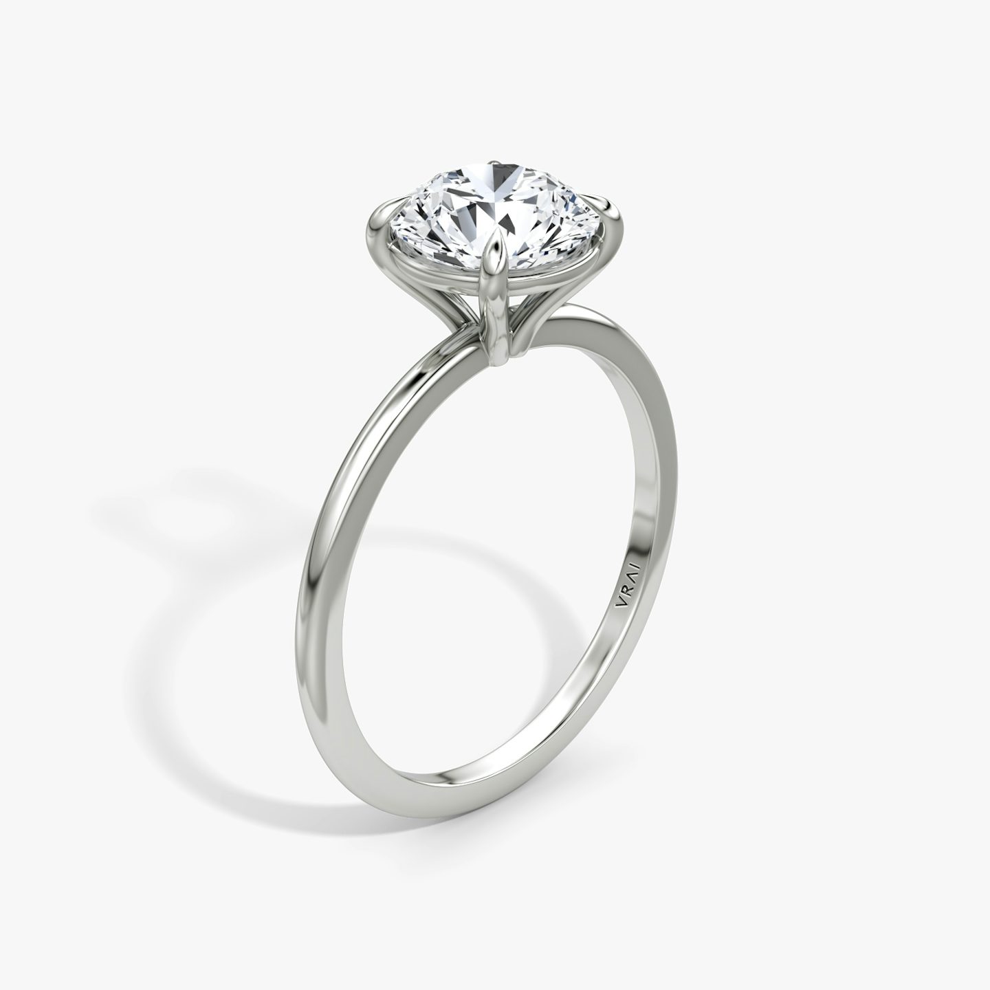 The Petite 4-Prong Solitaire | Round Brilliant | Platinum | bandAccent: Plain | caratWeight: 1.0ct | diamondOrientation: vertical