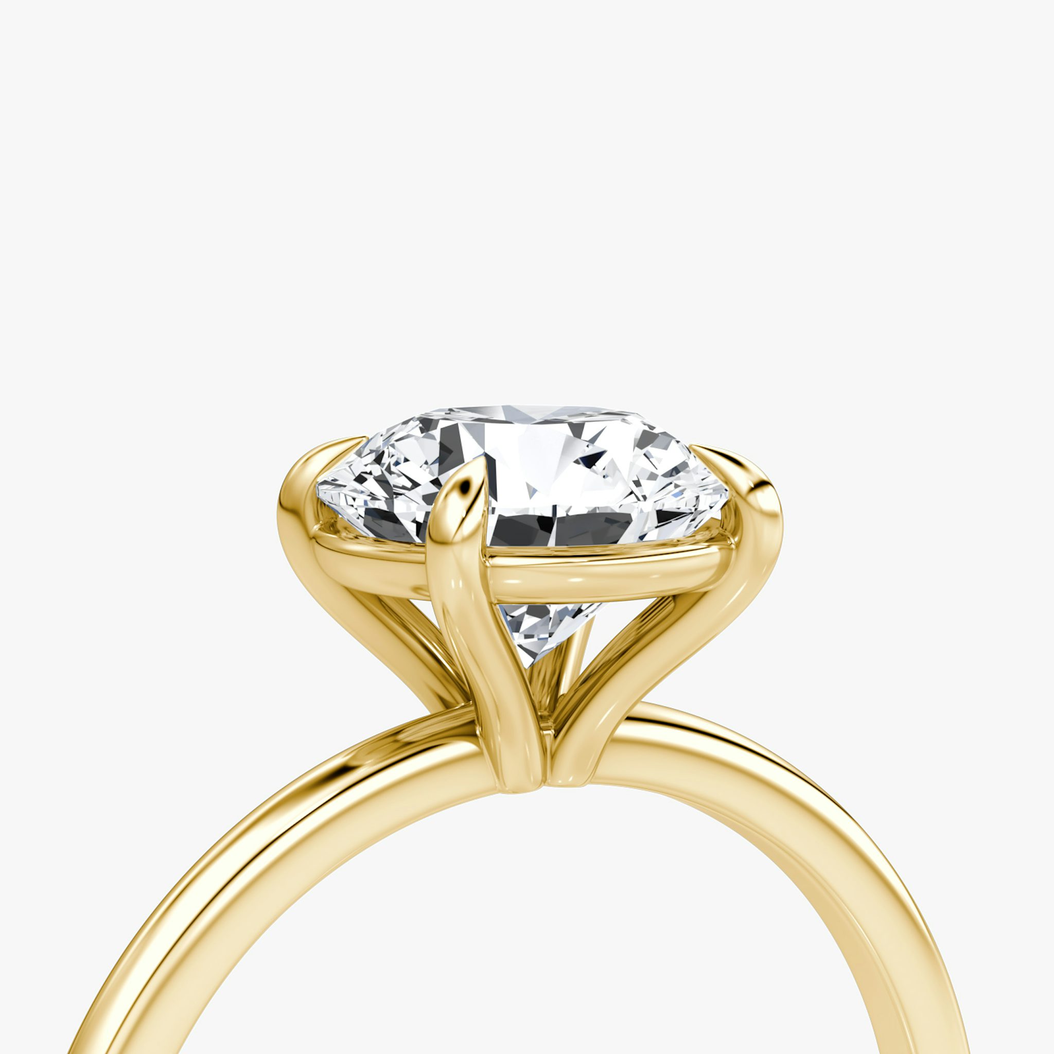 The Petite 4-Prong Solitaire | Round Brilliant | 18k | Yellow Gold | bandAccent: Plain | caratWeight: other | diamondOrientation: vertical