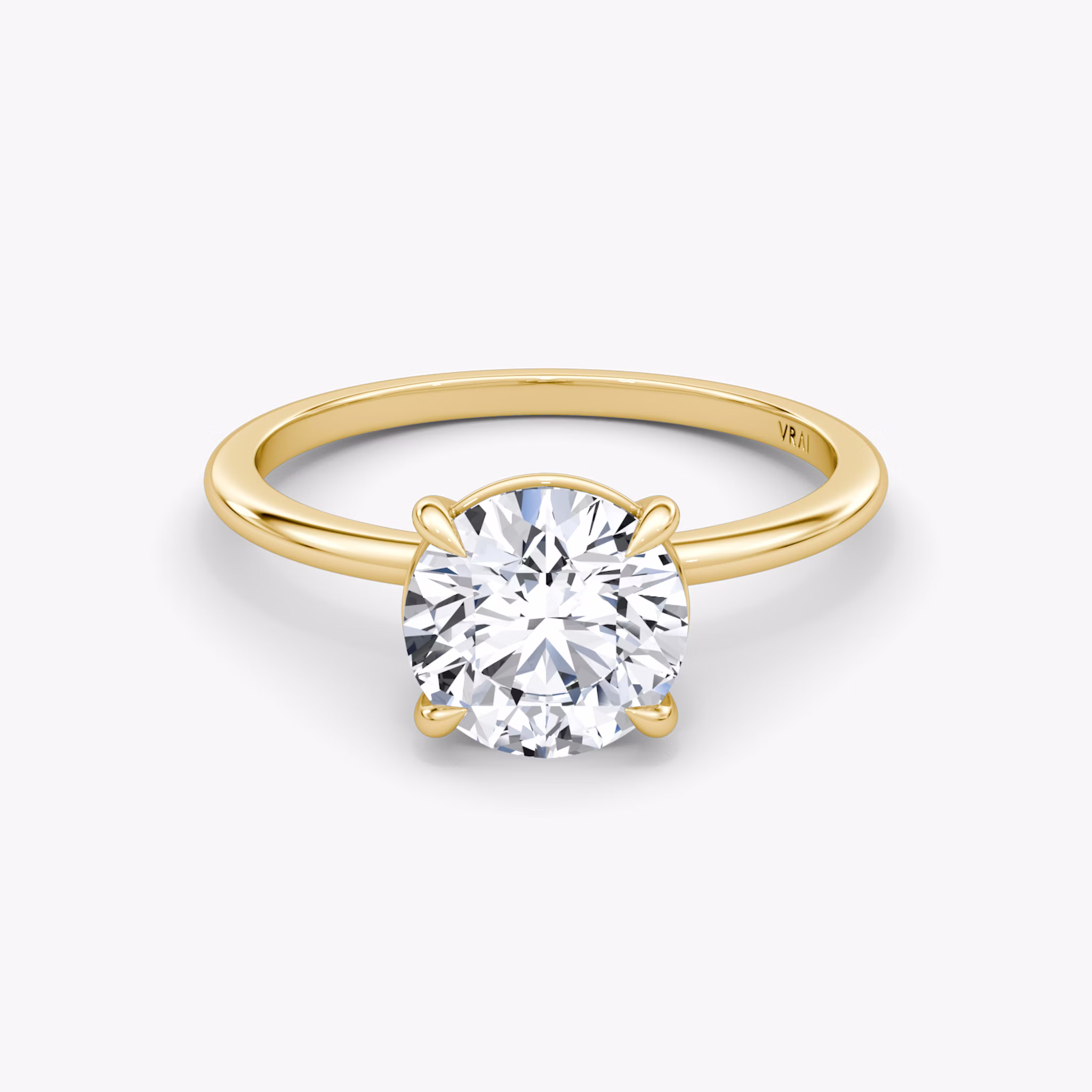 The Petite 4-Prong Solitaire | Round Brilliant | 18k | Yellow Gold | bandAccent: Plain | caratWeight: other | diamondOrientation: vertical