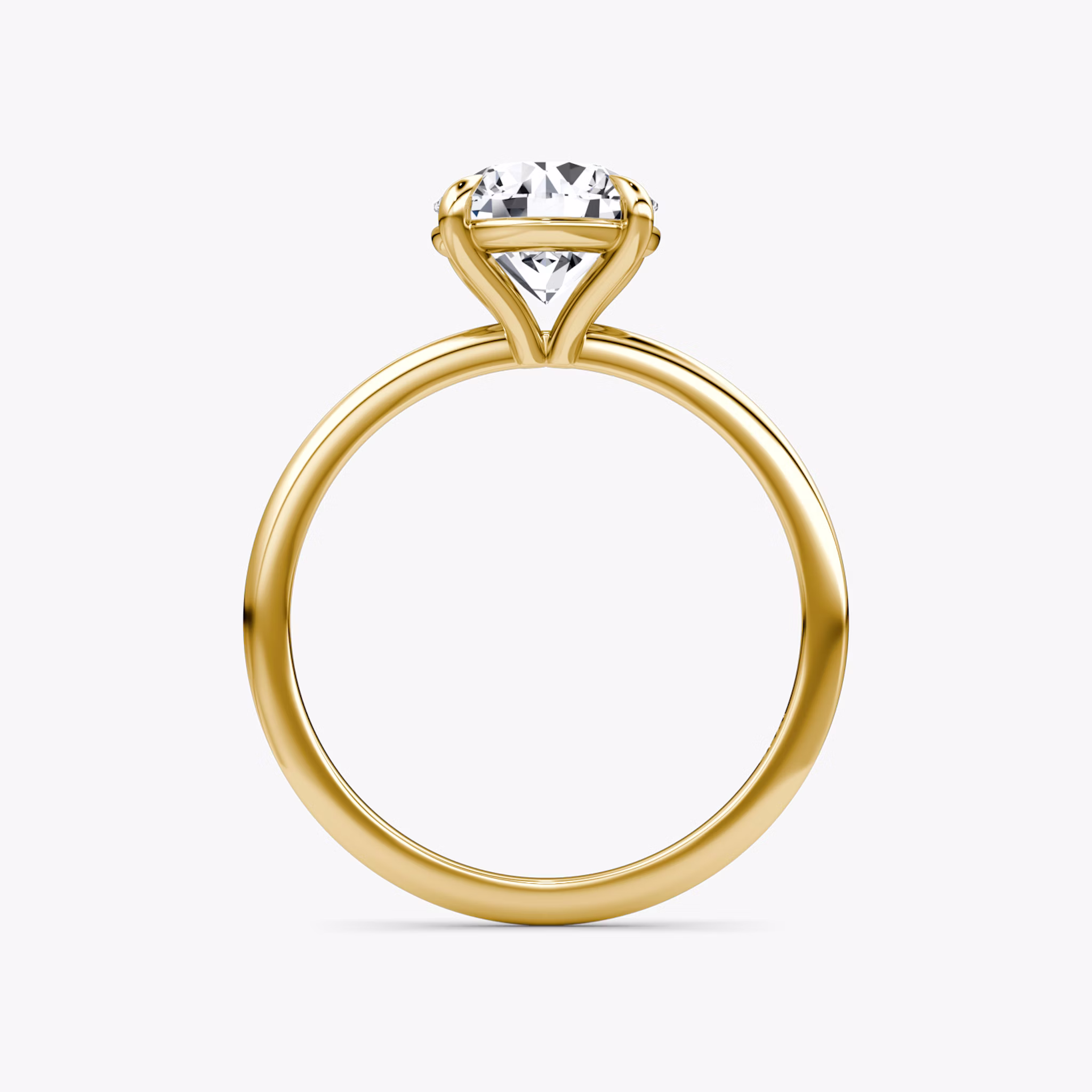 The Petite 4-Prong Solitaire | Round Brilliant | 18k | Yellow Gold | bandAccent: Plain | caratWeight: other | diamondOrientation: vertical