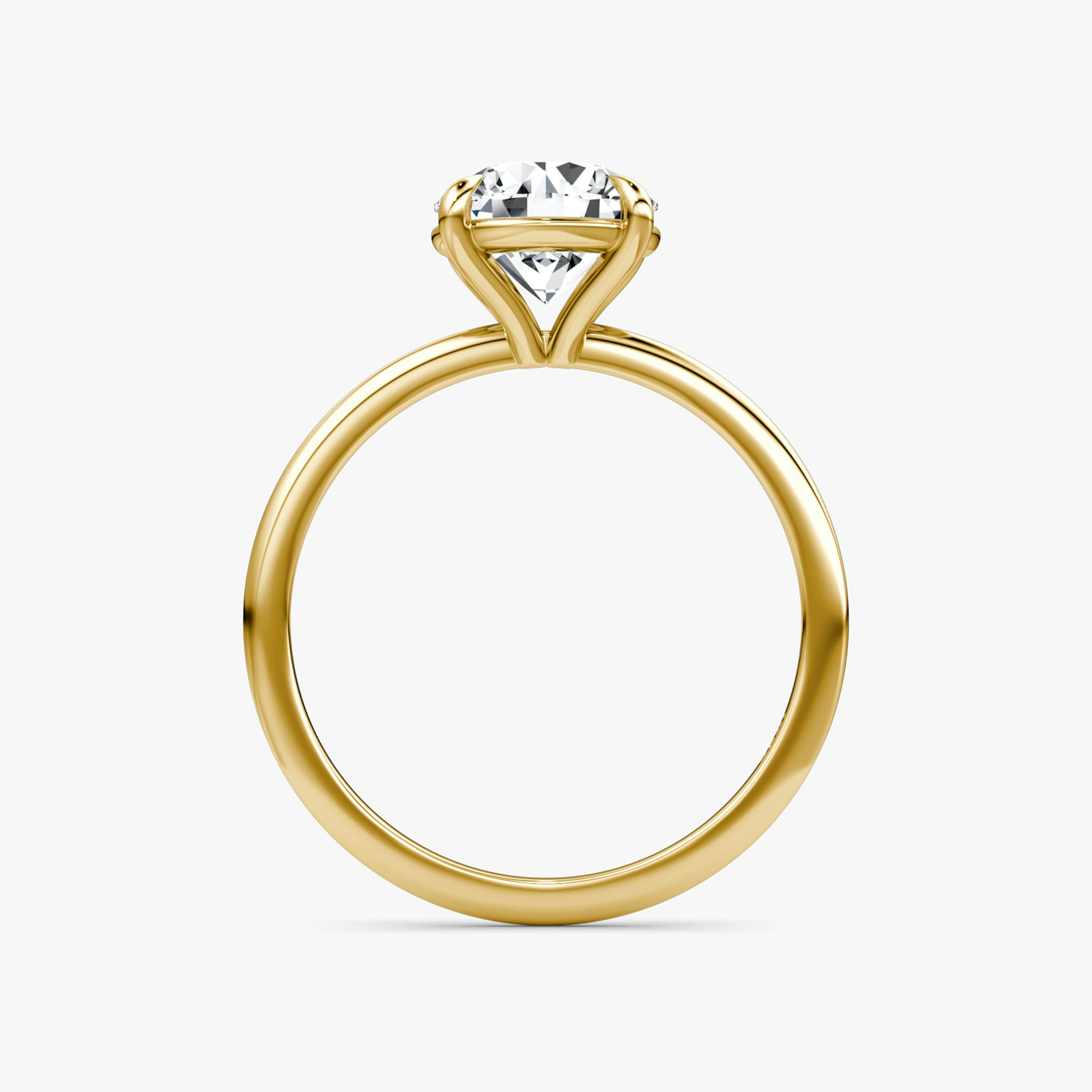 The Petite 4-Prong Solitaire | Round Brilliant | 18k | Yellow Gold | bandAccent: Plain | caratWeight: other | diamondOrientation: vertical