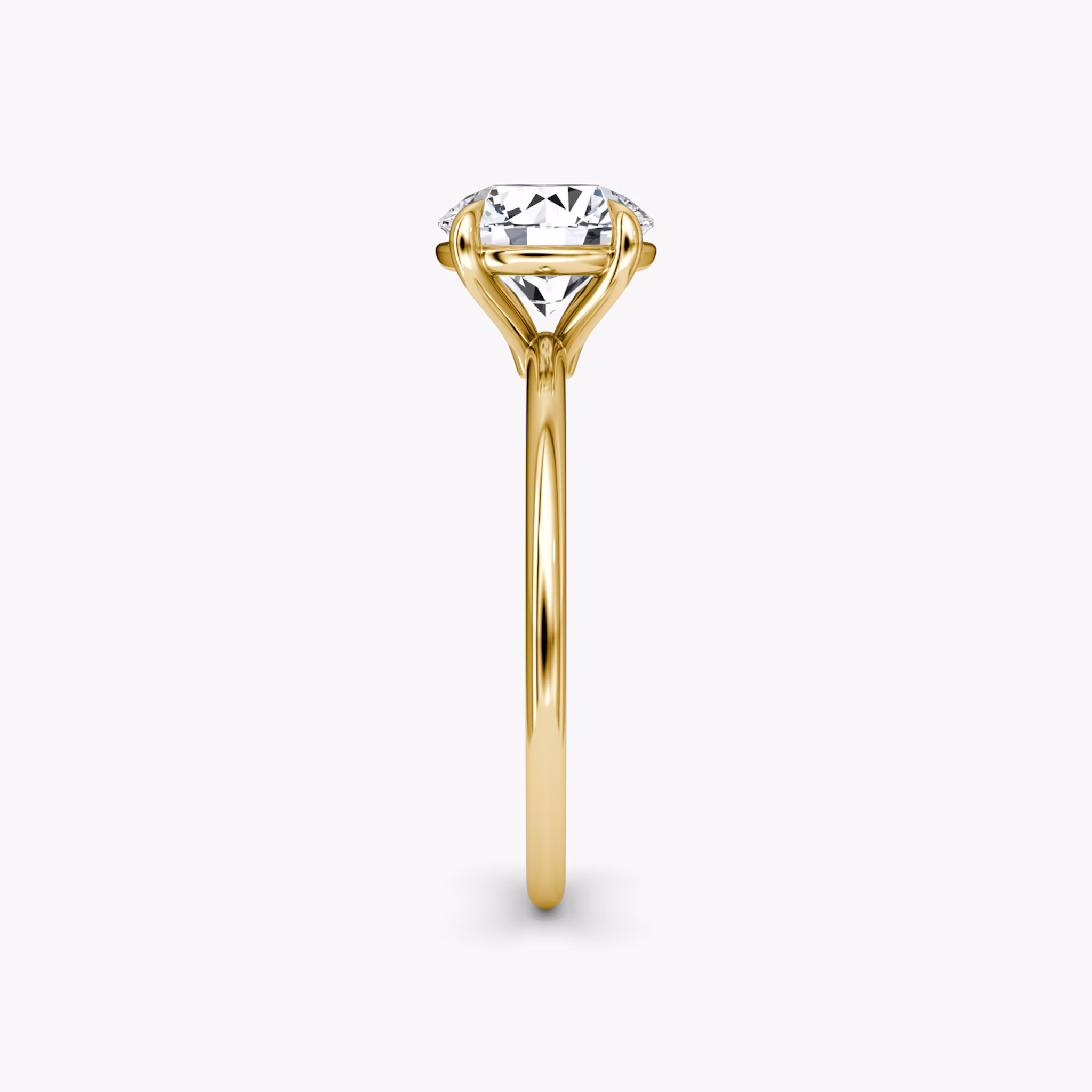 The Petite 4-Prong Solitaire | Round Brilliant | 18k | Yellow Gold | bandAccent: Plain | caratWeight: other | diamondOrientation: vertical