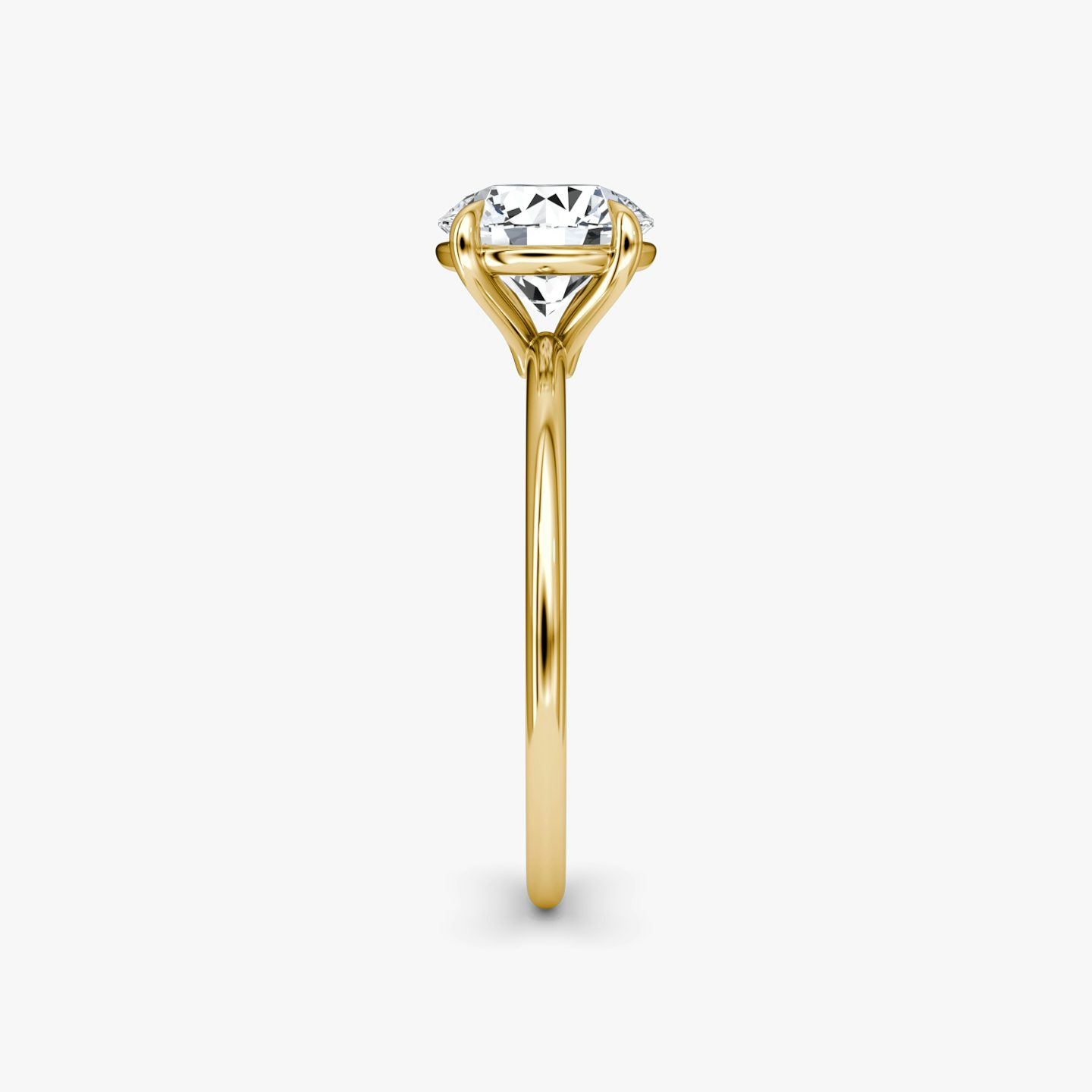 The Petite 4-Prong Solitaire | Round Brilliant | 18k | Yellow Gold | bandAccent: Plain | caratWeight: 1.0ct | diamondOrientation: vertical