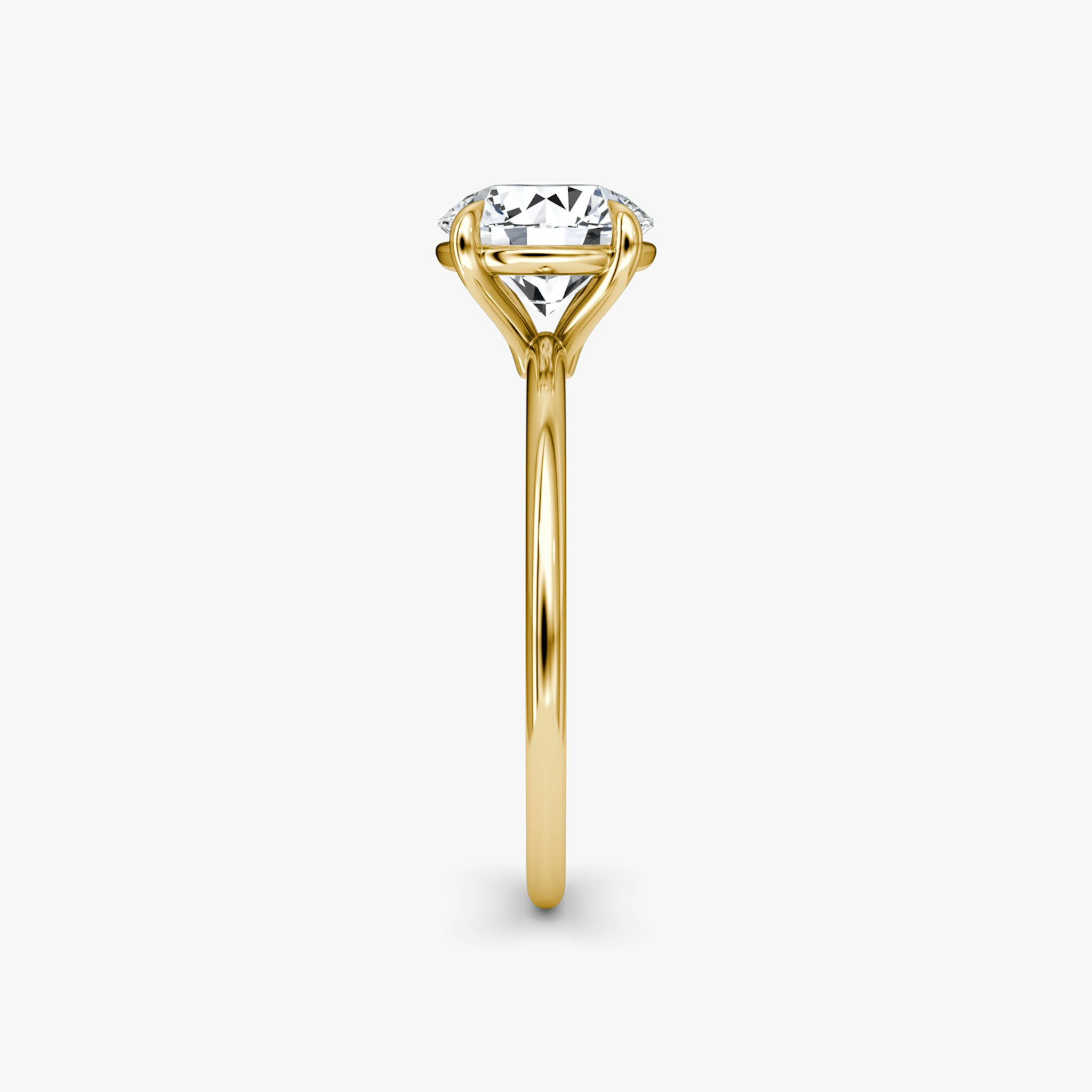 The Petite 4-Prong Solitaire | Round Brilliant | 18k | Yellow Gold | bandAccent: Plain | caratWeight: other | diamondOrientation: vertical