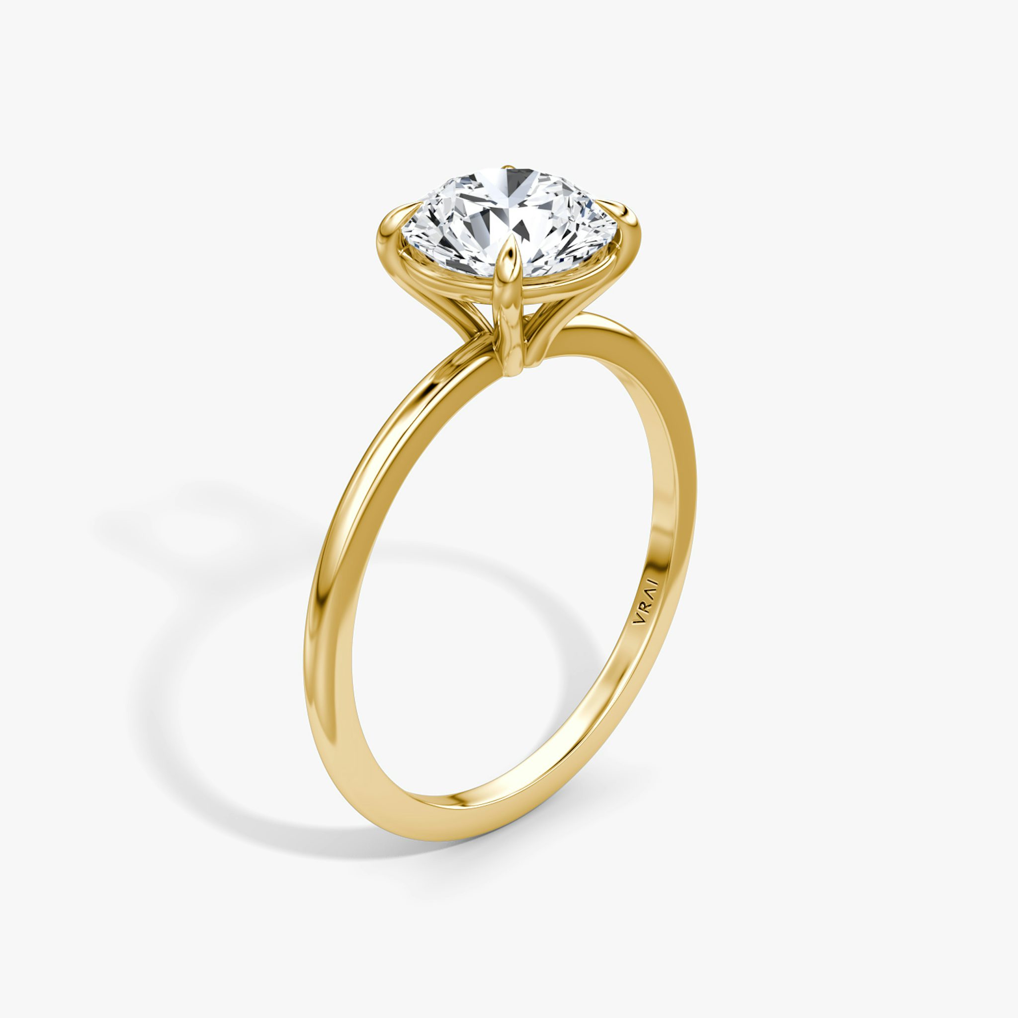 The Petite 4-Prong Solitaire | Round Brilliant | 18k | Yellow Gold | bandAccent: Plain | caratWeight: other | diamondOrientation: vertical