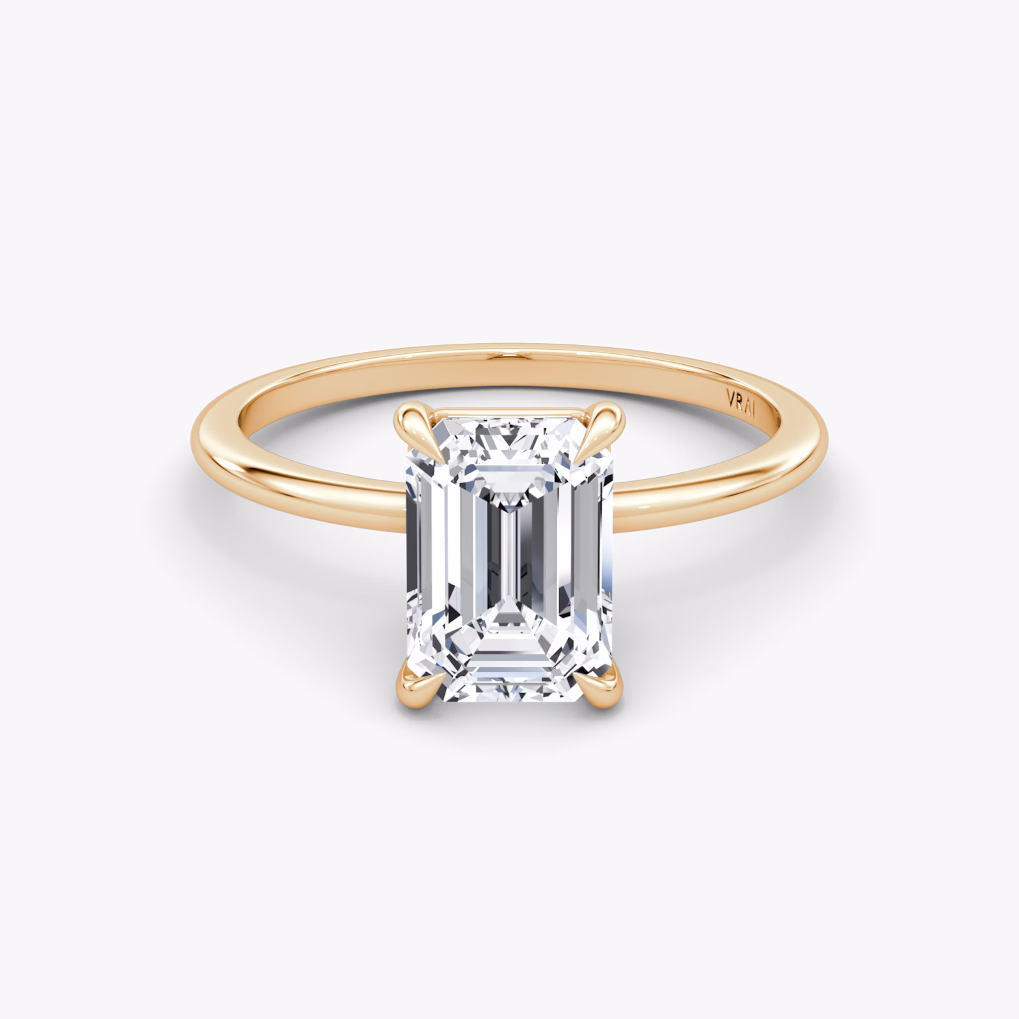 The Petite 4-Prong Solitaire | Emerald | 14k | Rose Gold | bandAccent: Plain | diamondOrientation: vertical | caratWeight: other