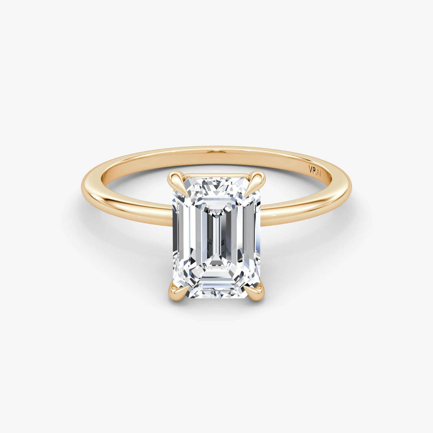 The Petite 4-Prong Solitaire | Emerald | 14k | Rose Gold | bandAccent: Plain | diamondOrientation: vertical | caratWeight: other