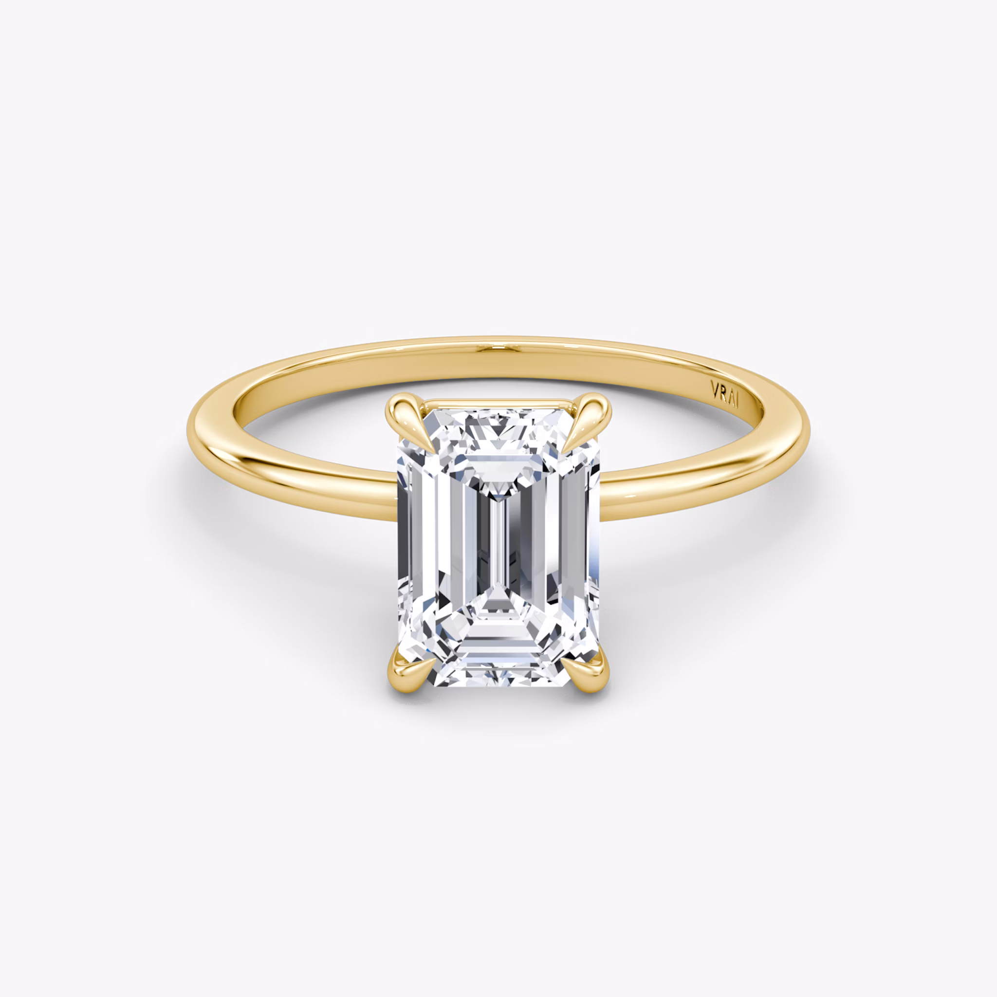 The Petite 4-Prong Solitaire | Emerald | 18k | Yellow Gold | bandAccent: Plain | diamondOrientation: vertical | caratWeight: other