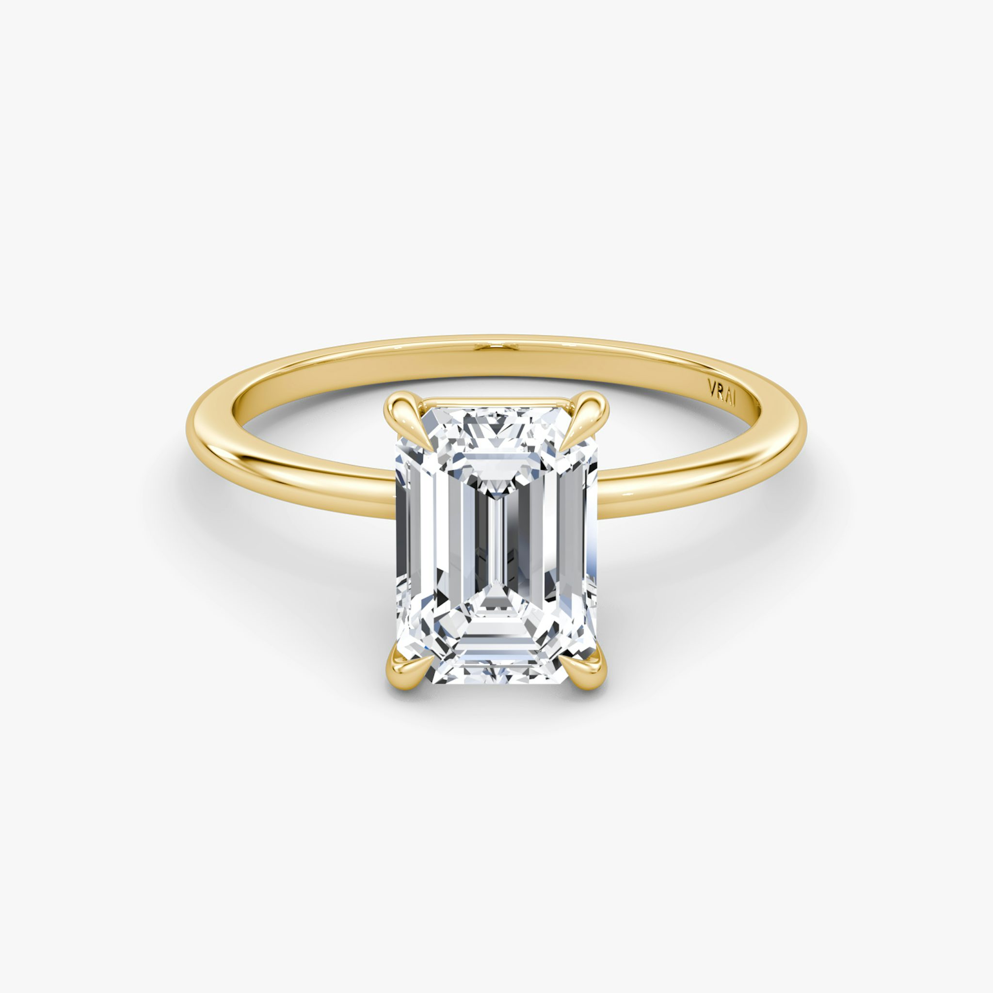 The Petite 4-Prong Solitaire | Emerald | 18k | Yellow Gold | bandAccent: Plain | diamondOrientation: vertical | caratWeight: other