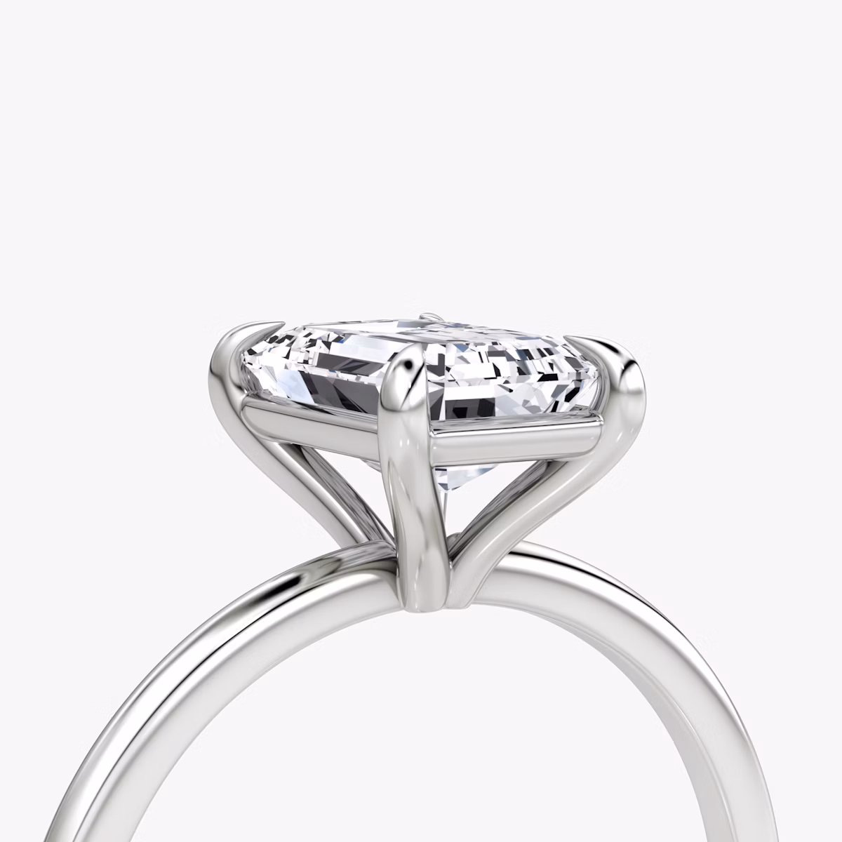 The Petite 4-Prong Solitaire | Emerald | Platinum | bandAccent: Plain | diamondOrientation: vertical | caratWeight: other