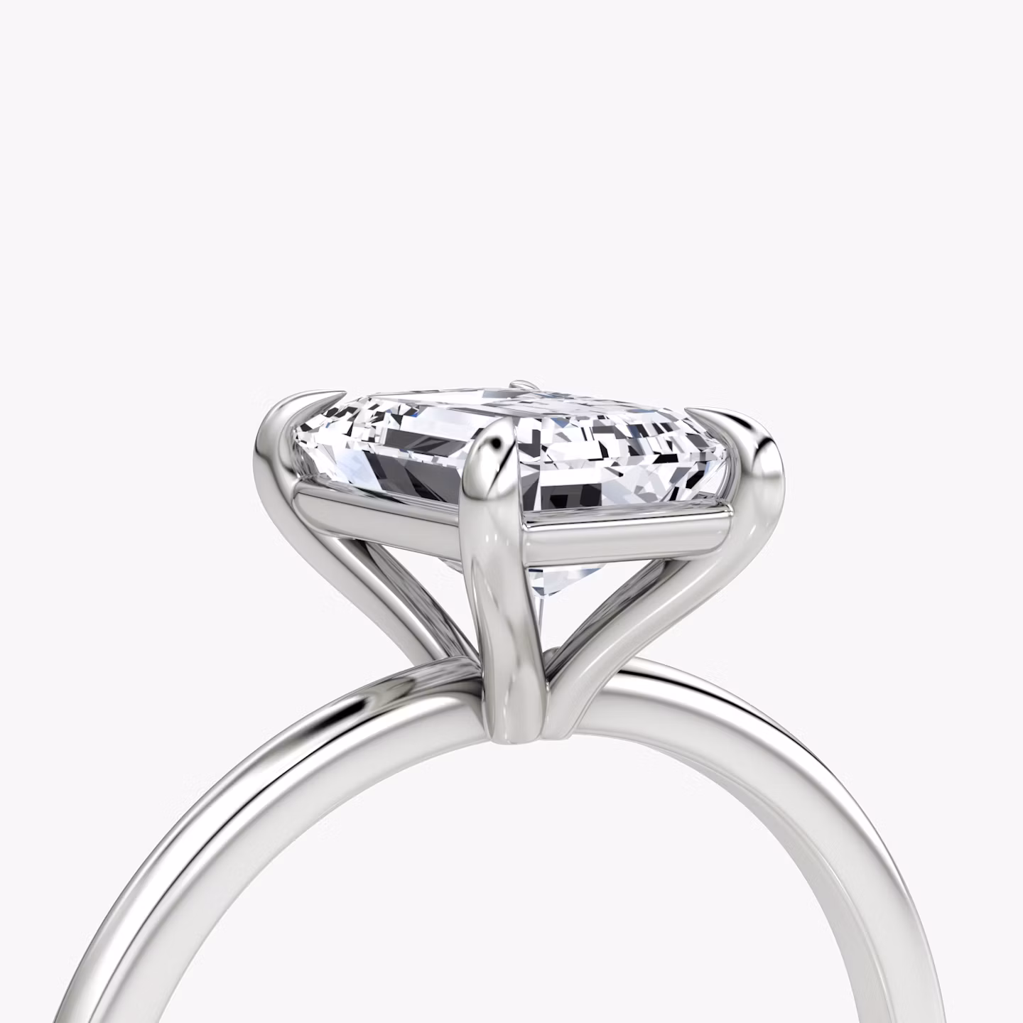 The Petite 4-Prong Solitaire | Emerald | Platinum | bandAccent: Plain | diamondOrientation: vertical | caratWeight: other