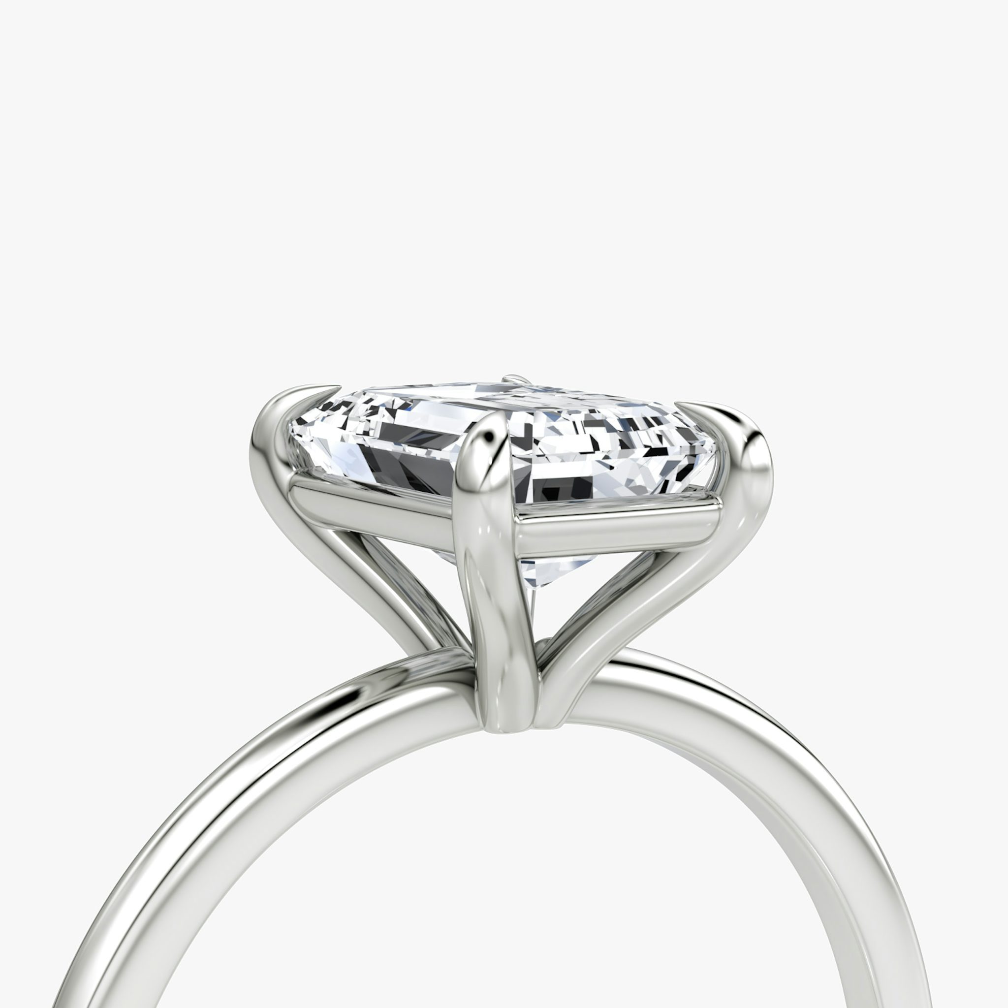 The Petite 4-Prong Solitaire | Emerald | 18k | White Gold | bandAccent: Plain | diamondOrientation: vertical | caratWeight: other