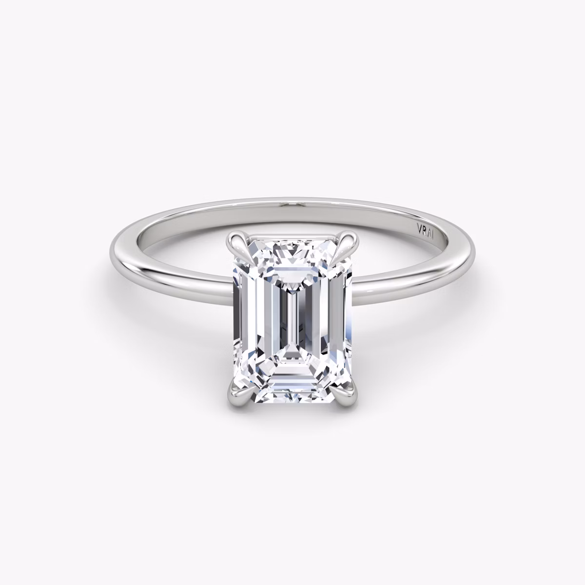 The Petite 4-Prong Solitaire | Emerald | Platinum | bandAccent: Plain | diamondOrientation: vertical | caratWeight: other