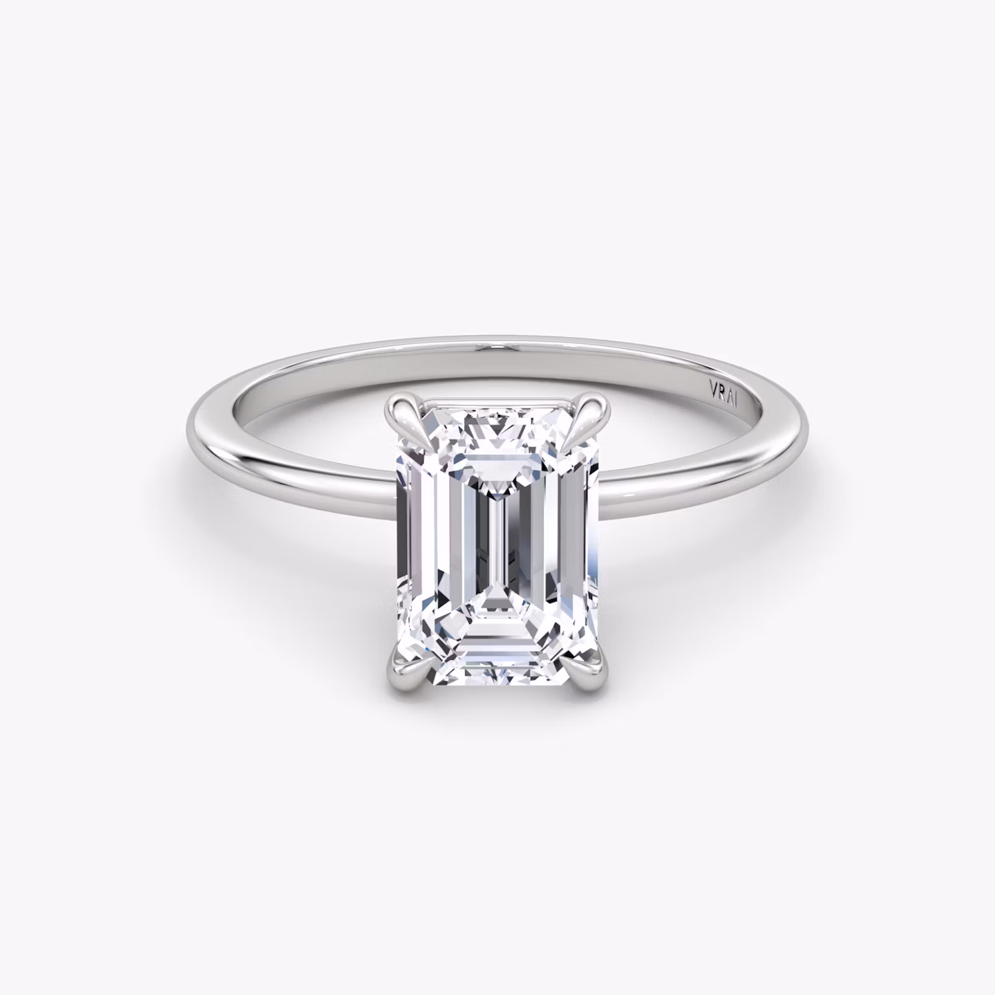 The Petite 4-Prong Solitaire | Emerald | Platinum | bandAccent: Plain | diamondOrientation: vertical | caratWeight: other