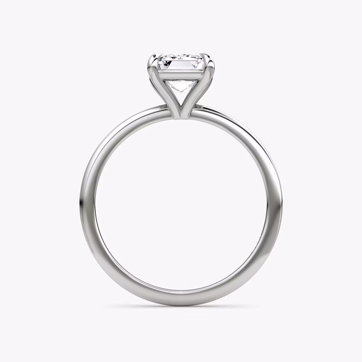 The Petite 4-Prong Solitaire | Emerald | Platinum | bandAccent: Plain | diamondOrientation: vertical | caratWeight: other