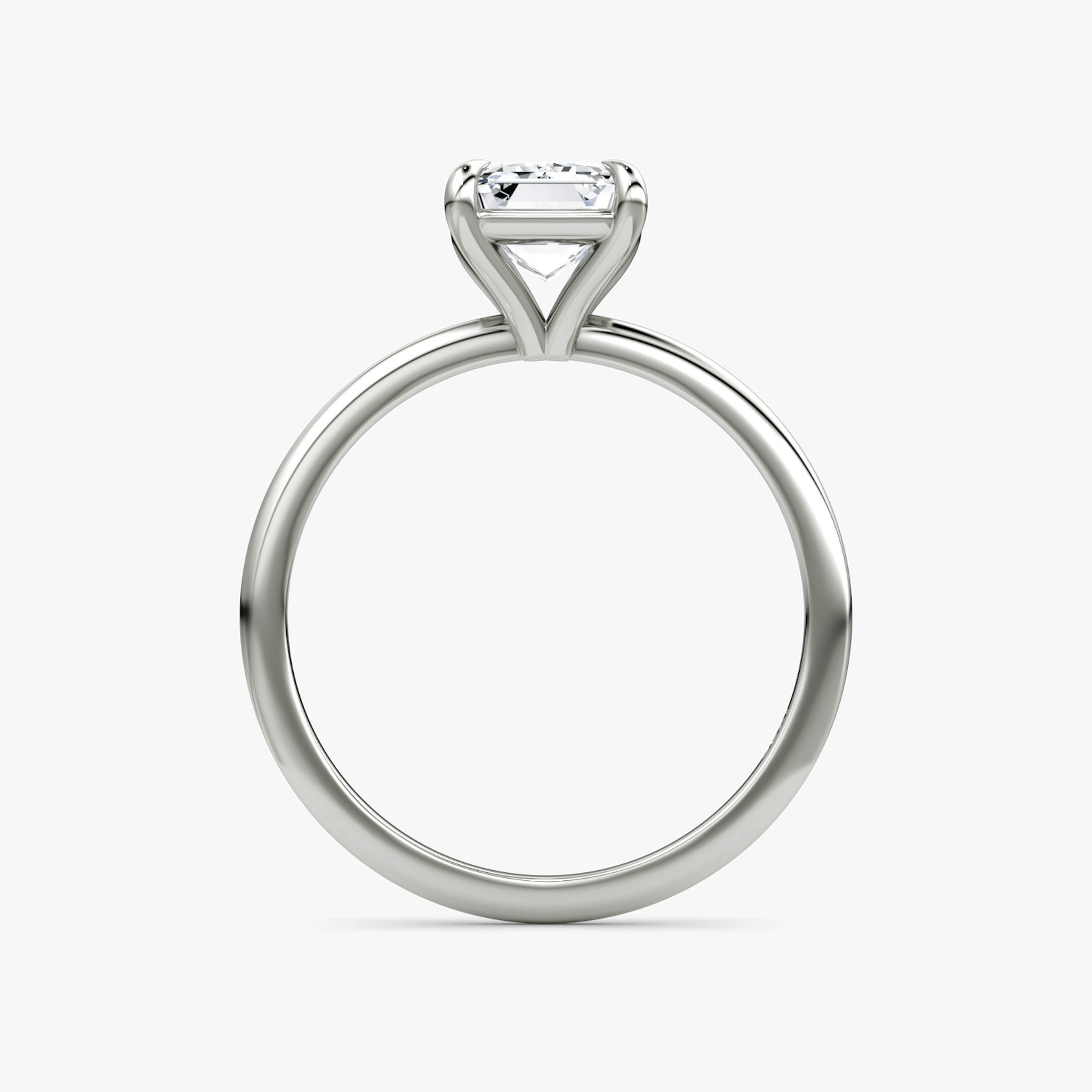The Petite 4-Prong Solitaire | Emerald | 18k | White Gold | bandAccent: Plain | diamondOrientation: vertical | caratWeight: other