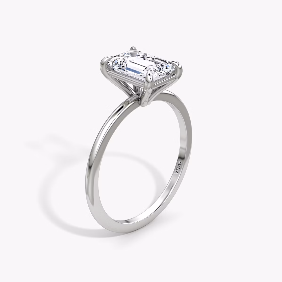 The Petite 4-Prong Solitaire | Emerald | Platinum | bandAccent: Plain | diamondOrientation: vertical | caratWeight: other