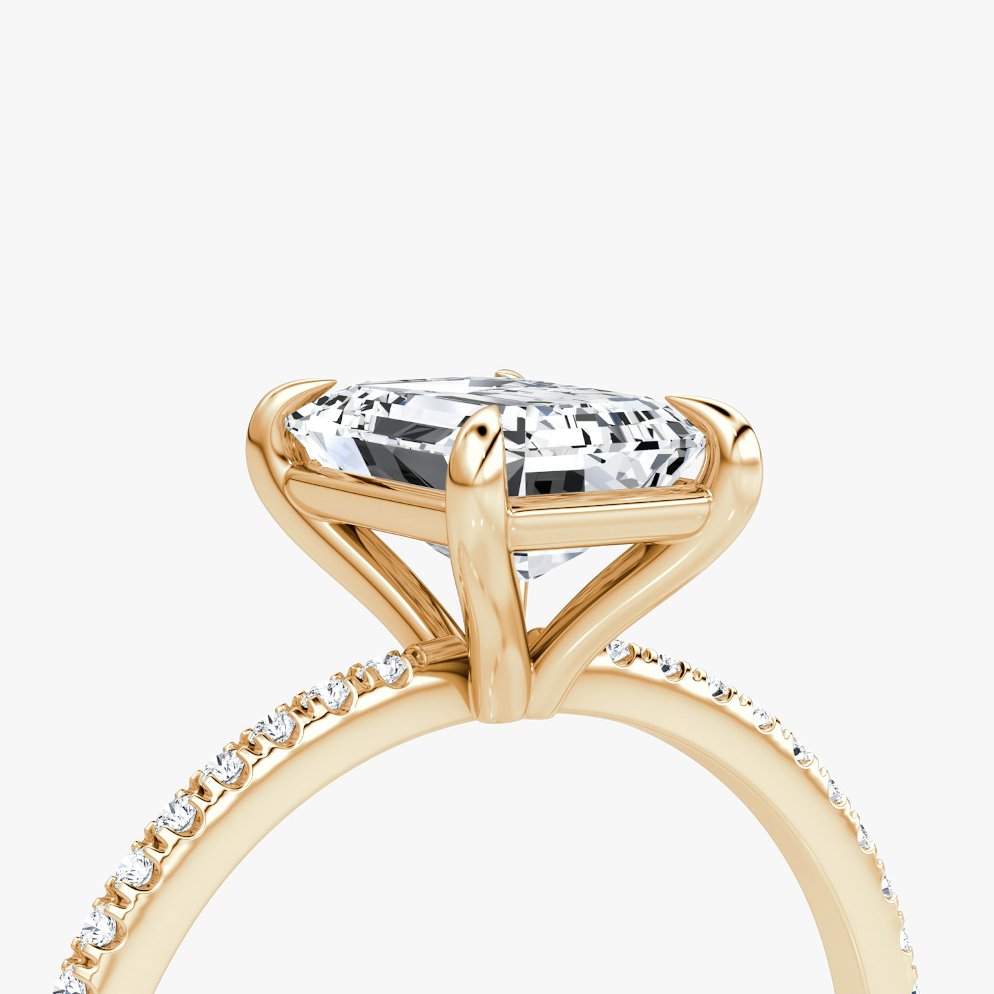The Petite 4-Prong Solitaire | Emerald | 14k | Rose Gold | bandAccent: Pavé | diamondOrientation: vertical | caratWeight: other