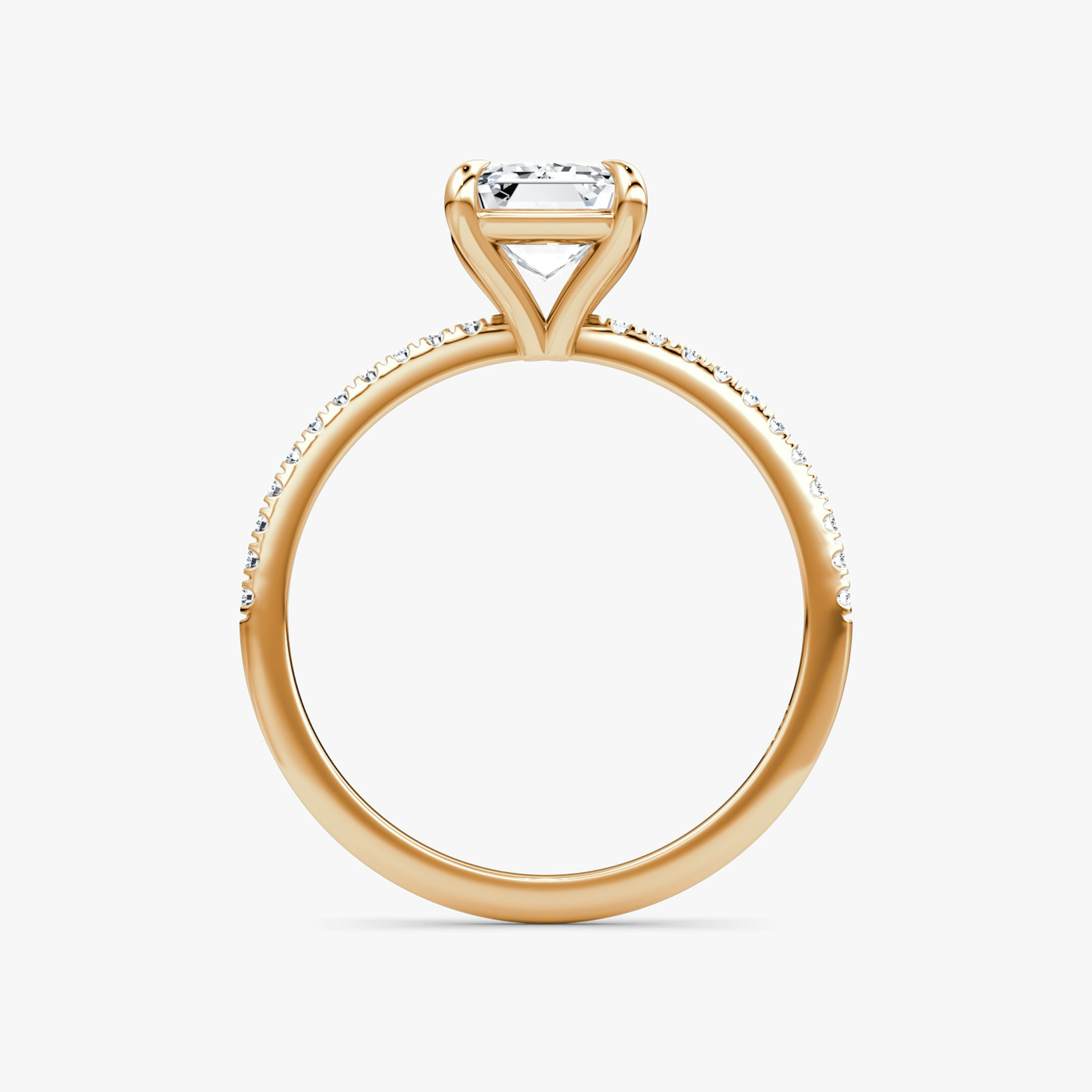 The Petite 4-Prong Solitaire | Emerald | 14k | Rose Gold | bandAccent: Pavé | diamondOrientation: vertical | caratWeight: other