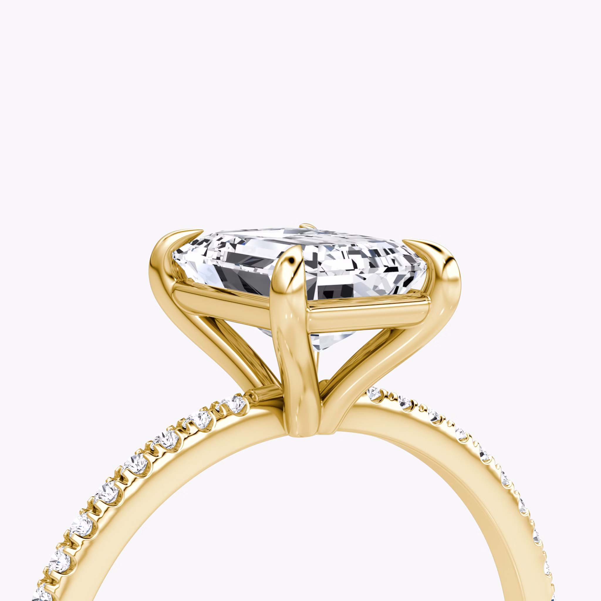 The Petite 4-Prong Solitaire | Emerald | 18k | Yellow Gold | bandAccent: Pavé | diamondOrientation: vertical | caratWeight: other