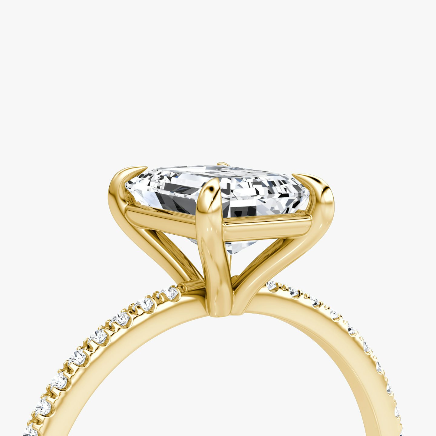 The Petite 4-Prong Solitaire | Emerald | 18k | Yellow Gold | bandAccent: Pavé | diamondOrientation: vertical | caratWeight: other