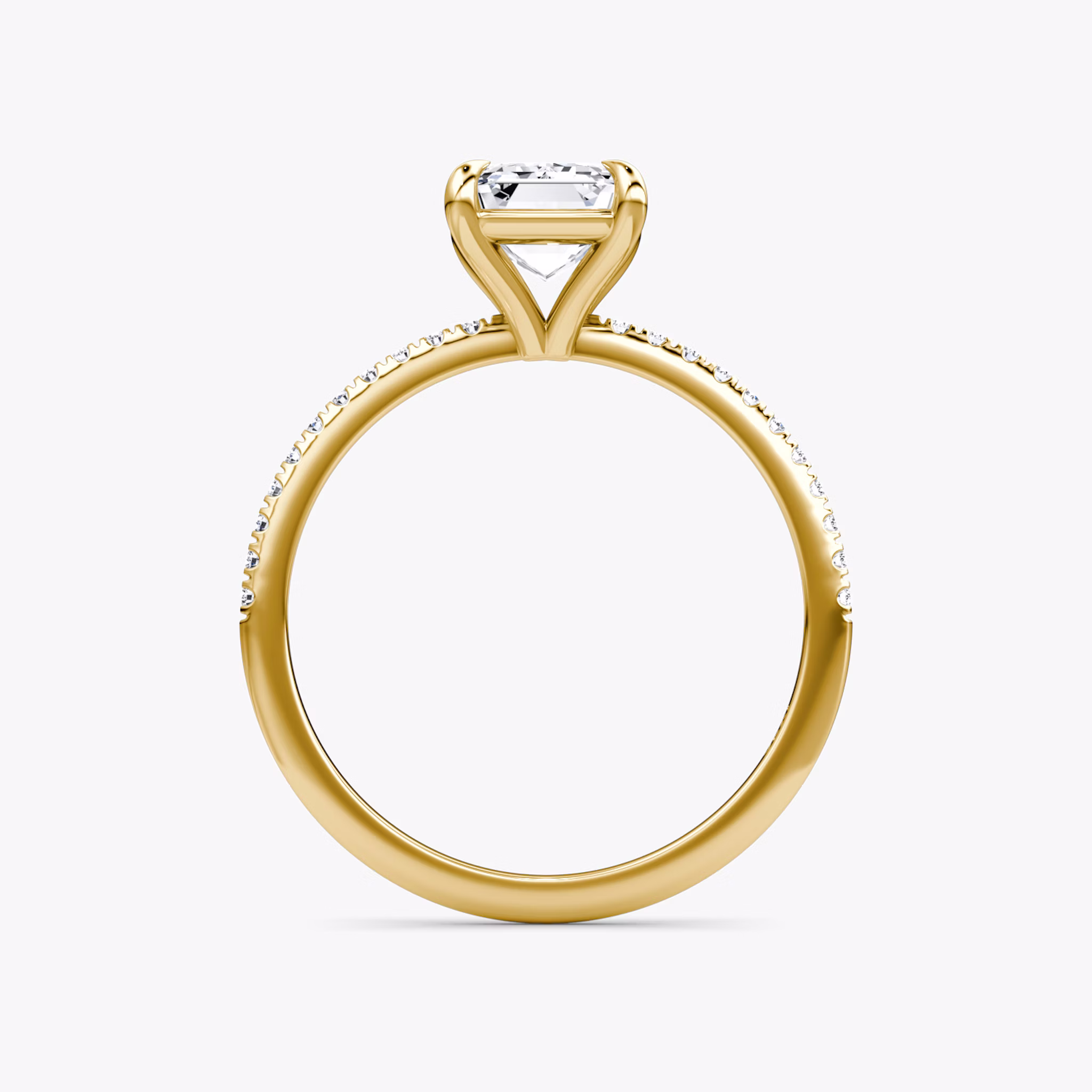 The Petite 4-Prong Solitaire | Emerald | 18k | Yellow Gold | bandAccent: Pavé | diamondOrientation: vertical | caratWeight: other